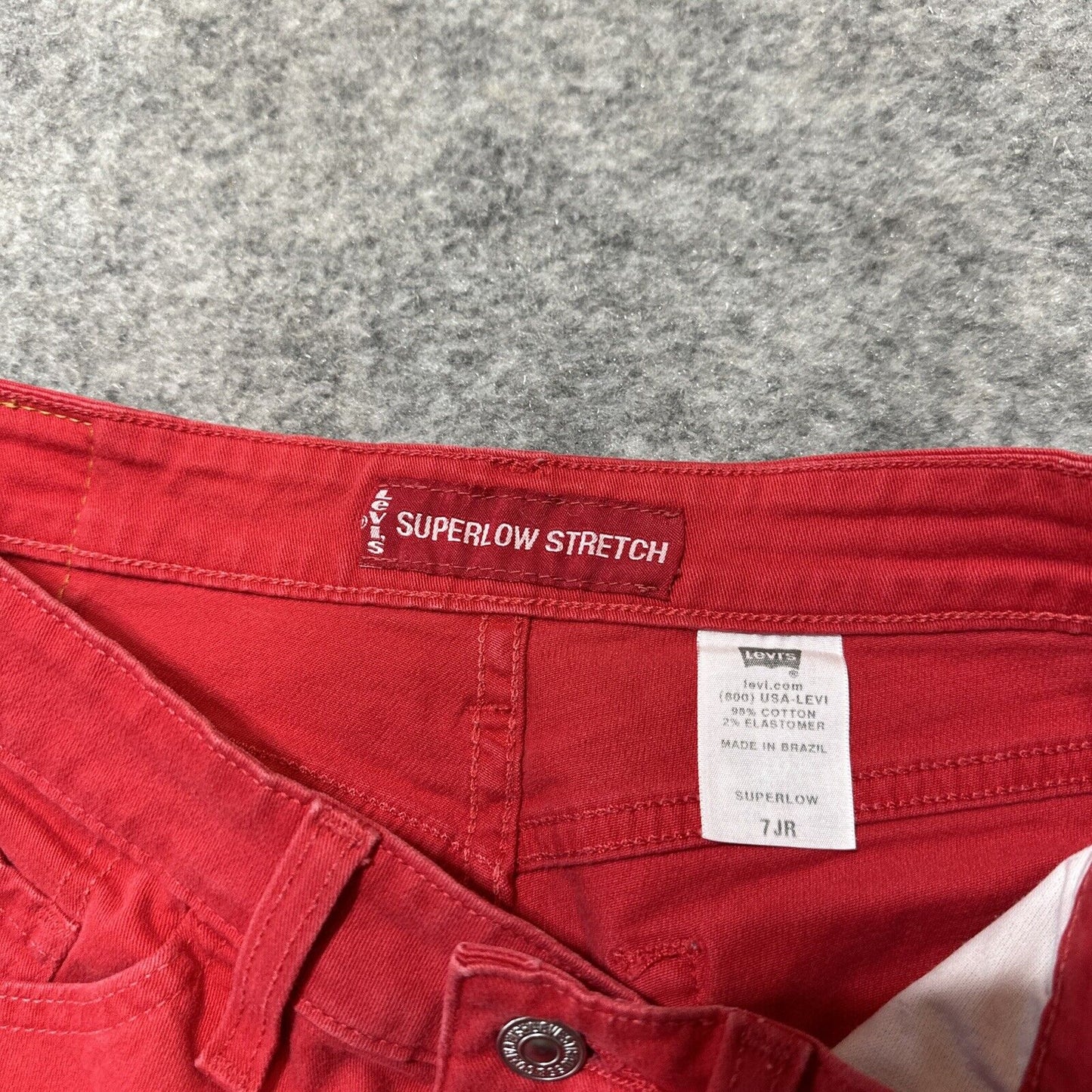 Levi's Superlow Stretch Women's Cut-Off Jean Shorts Size 7JR Red Shorts