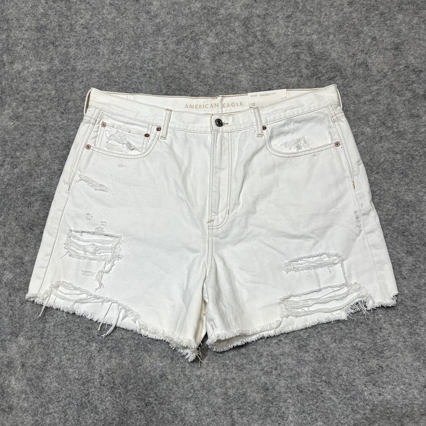 New American Eagle 90s Boyfriend Mid Length Women's Distressed Jean Shorts Sz 18