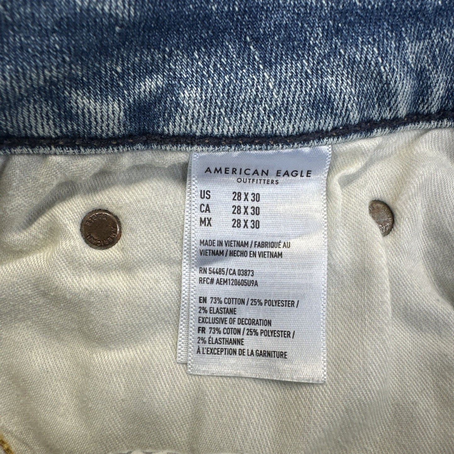 American Eagle Distressed AirFlex Athletic Skinny Jeans Men's Size 28x30 Blue