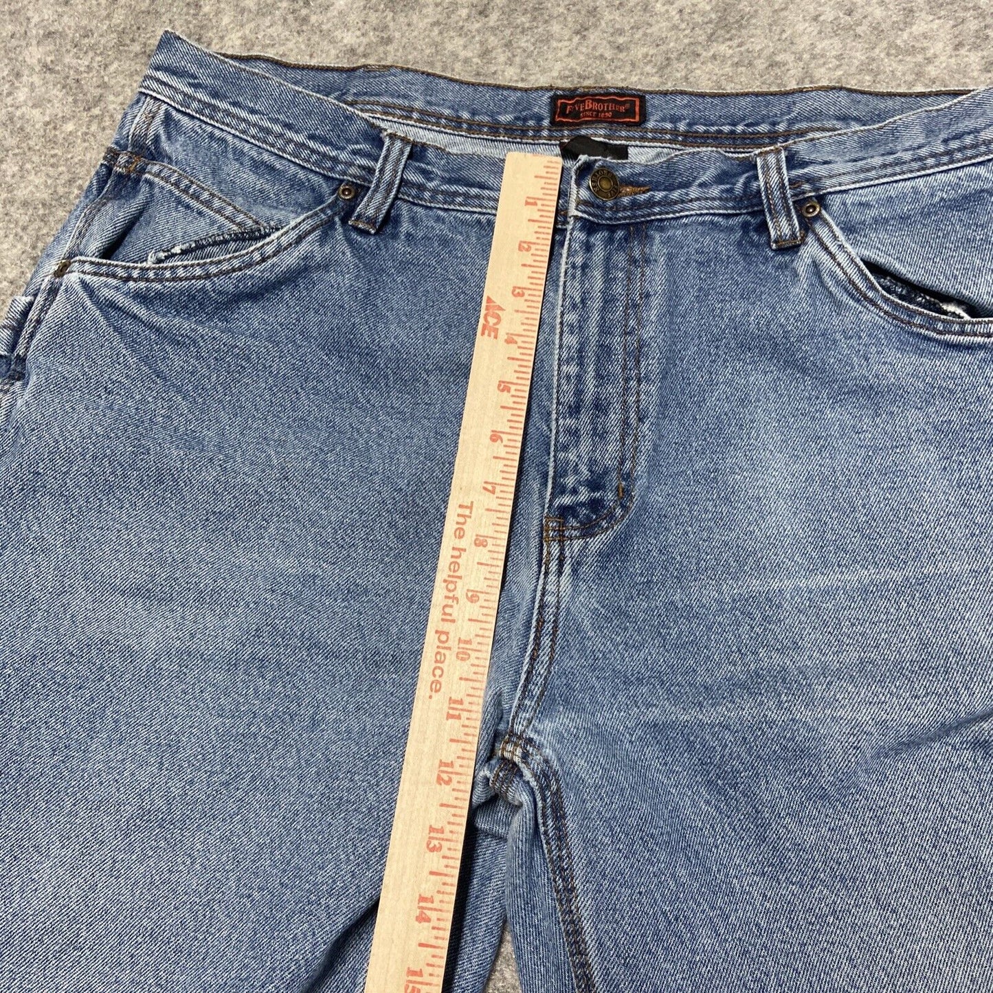 FIVEBROTHER Carpenter Straight Leg Jeans Men's 38x30 Blue Denim *Ripped Pocket*