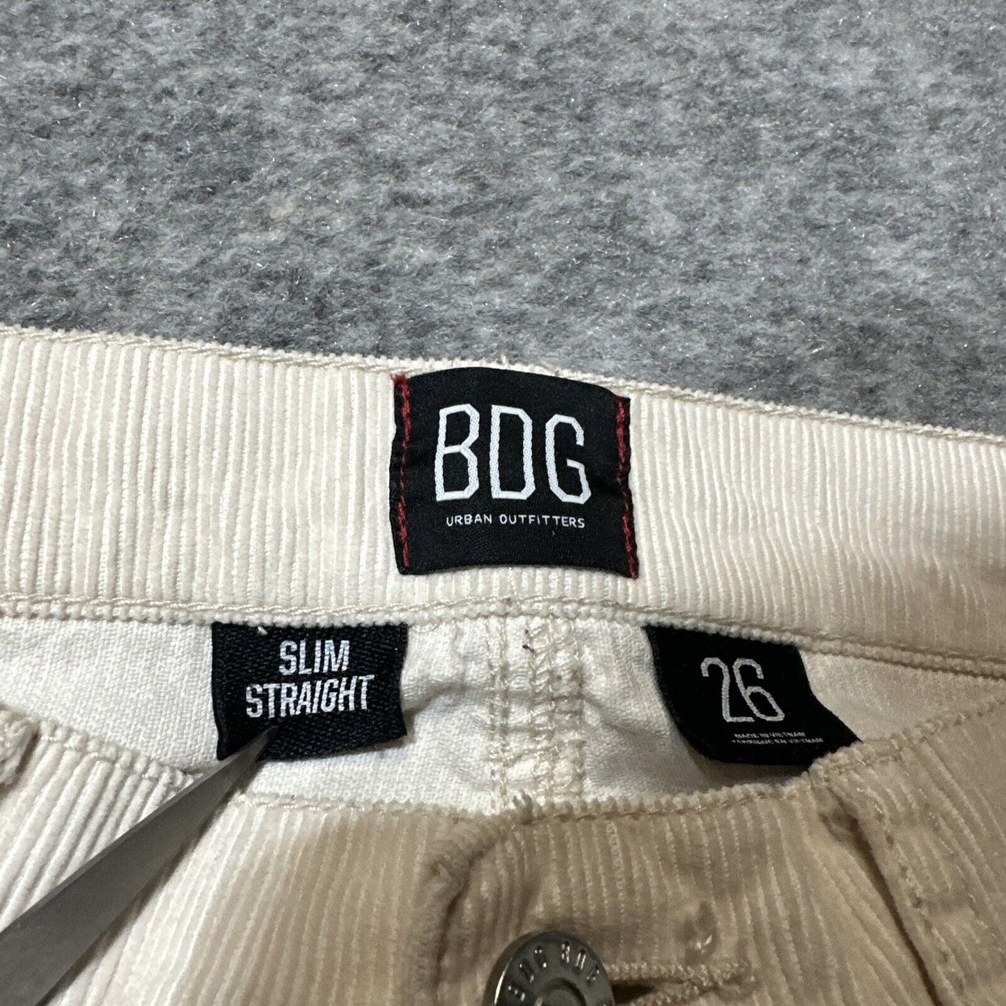 BDG Corduroy Carpenter Slim Straight Jeans Women's Size 26 Cream White