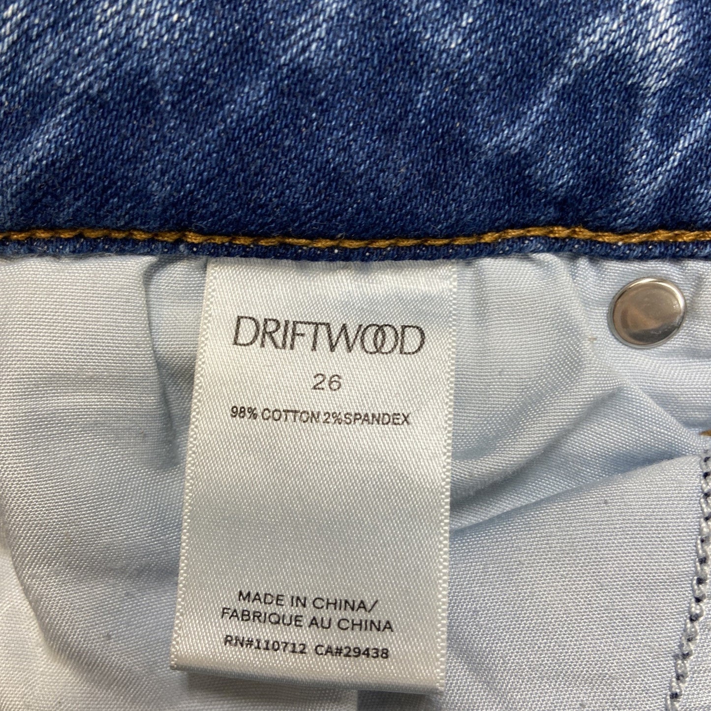 Driftwood Jackie Skinny Jeans Women's Size 26 Light Blue Denim