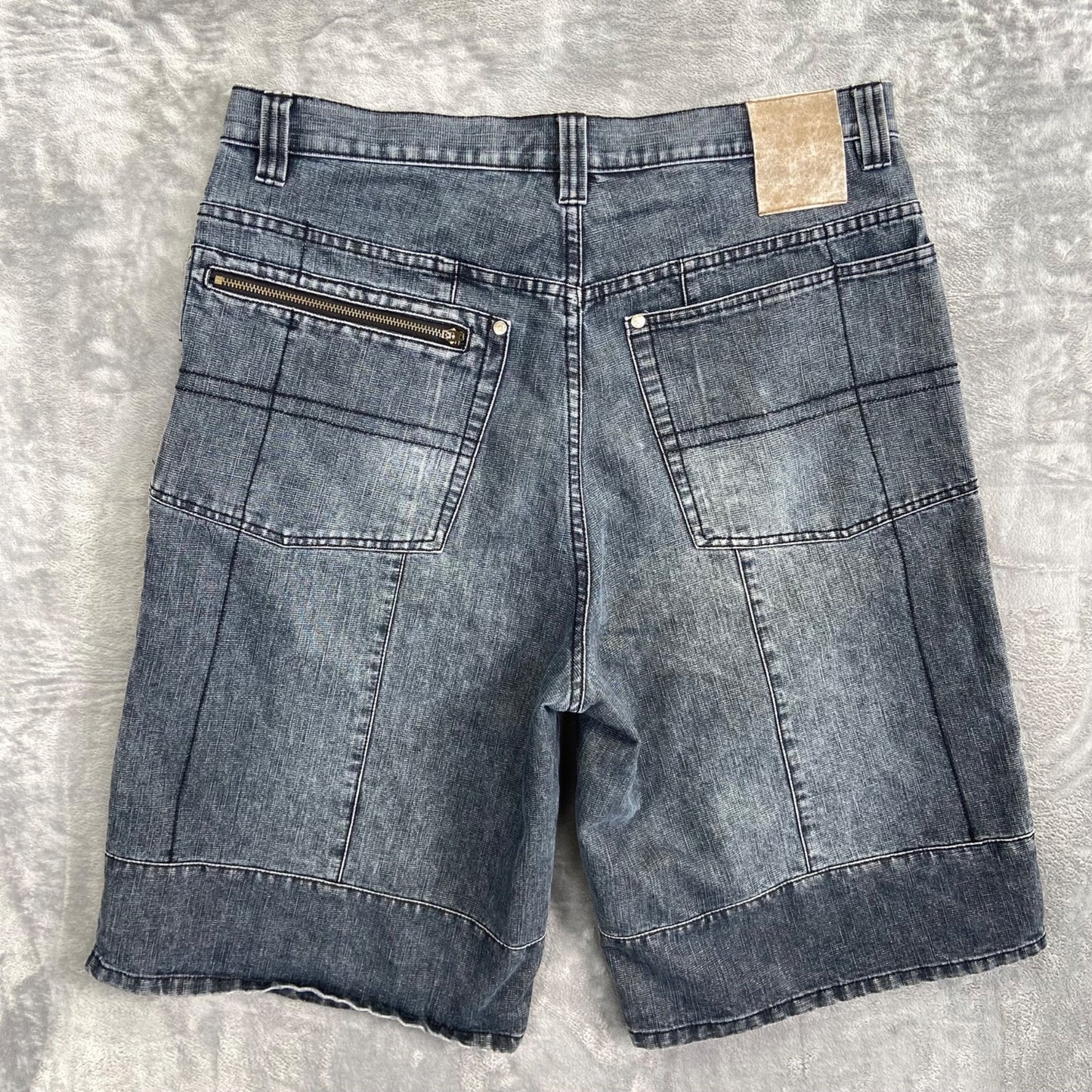 Brooklyn Xpress Denim Cargo Shorts Men's Sz 34 Black Cotton Casual Jorts Longer
