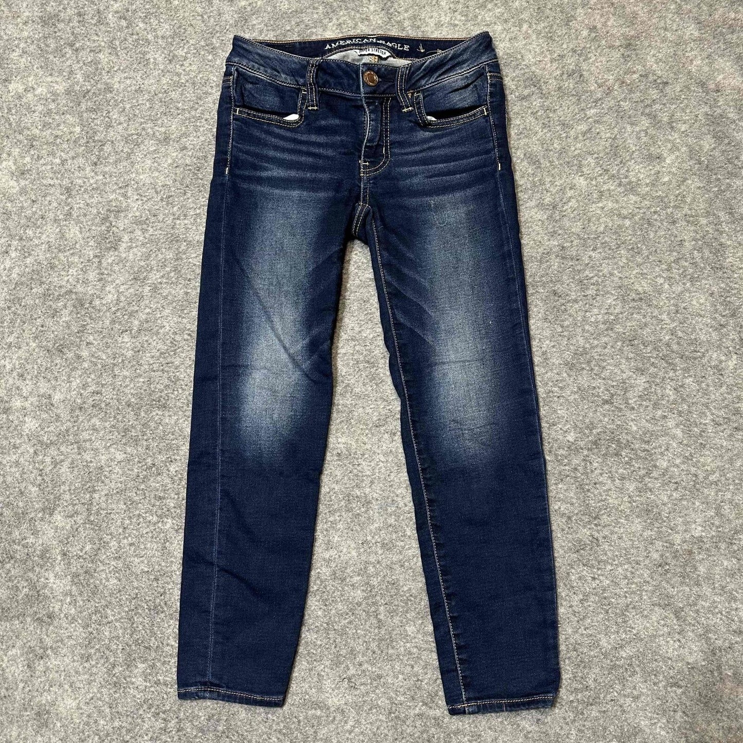 American Eagle Women's Super Stretch Crop Jeans Jegging Size 00 Regular Blue