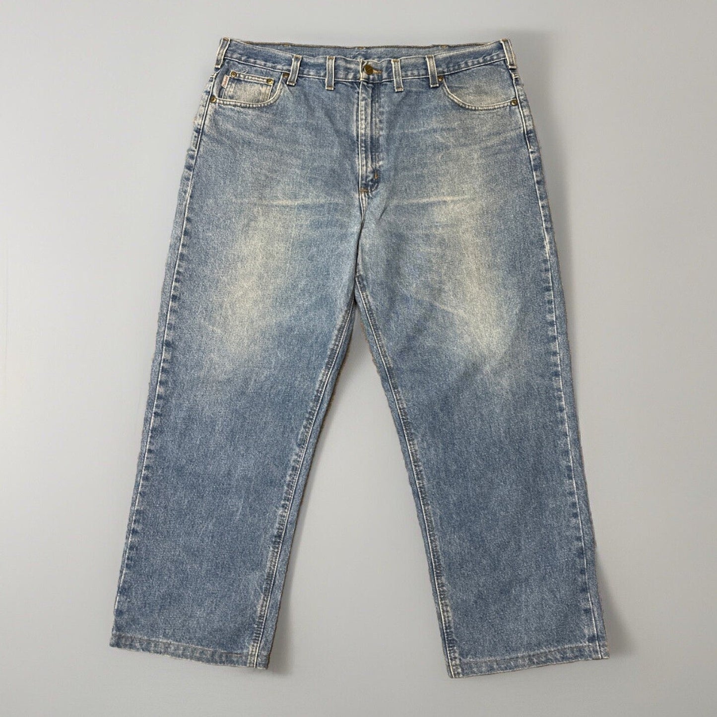 Carhartt Relaxed Fit Men's Straight Jeans Size 44x30 Blue Light Wash Denim