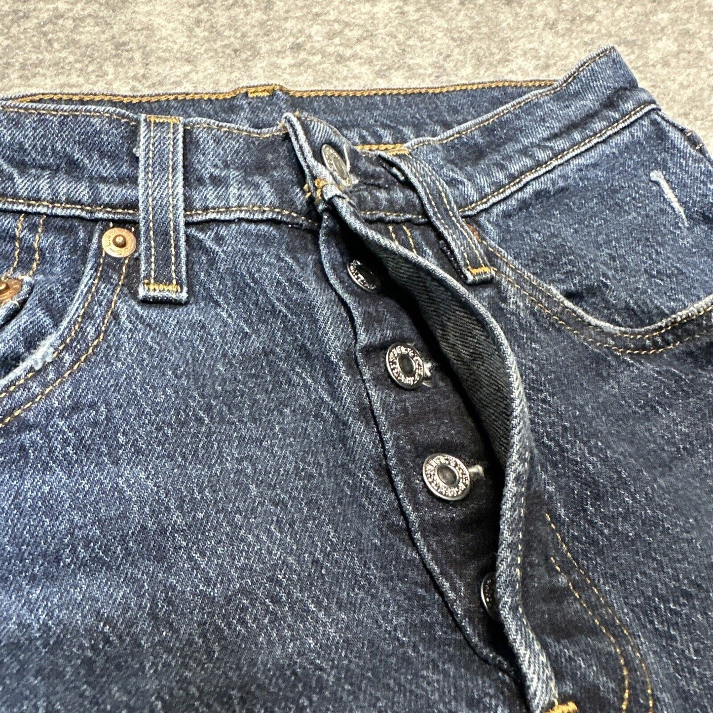 Levi's 501XX Original Fit Boys Distressed Straight Jeans Size 26x26 Blue Denim