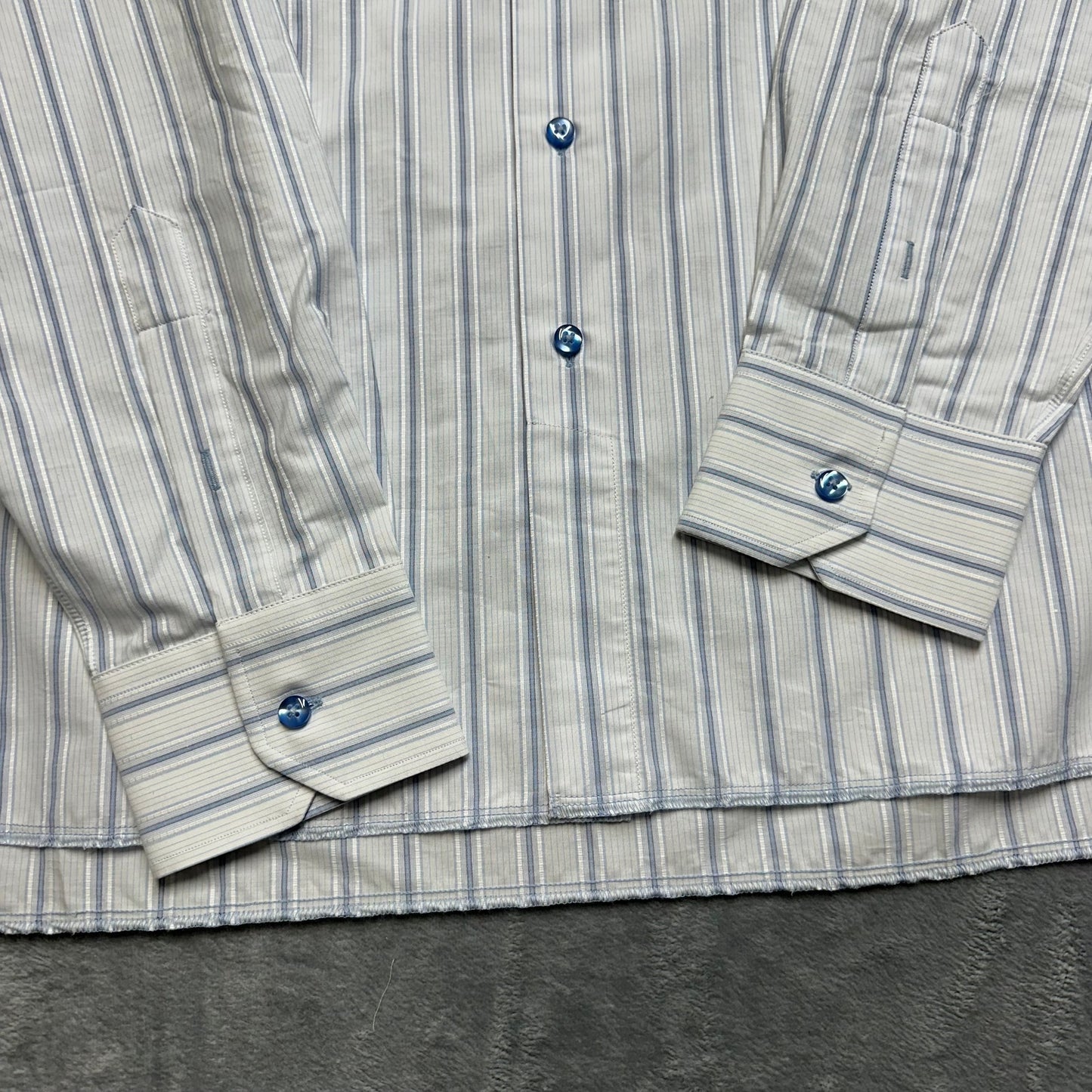 New Ike Behar Striped Dress Shirt Men's Sz L White Blue