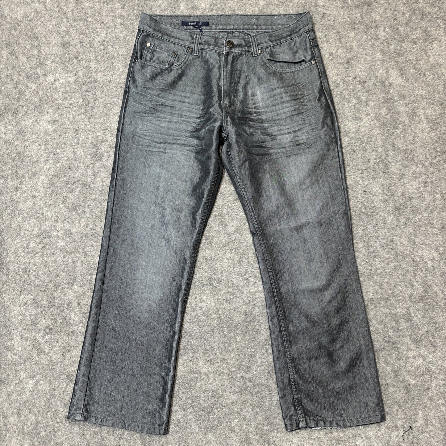 Vintage Sacred Cult Reflective Metallic Bootcut Jeans Mens Size 34x30 Silver