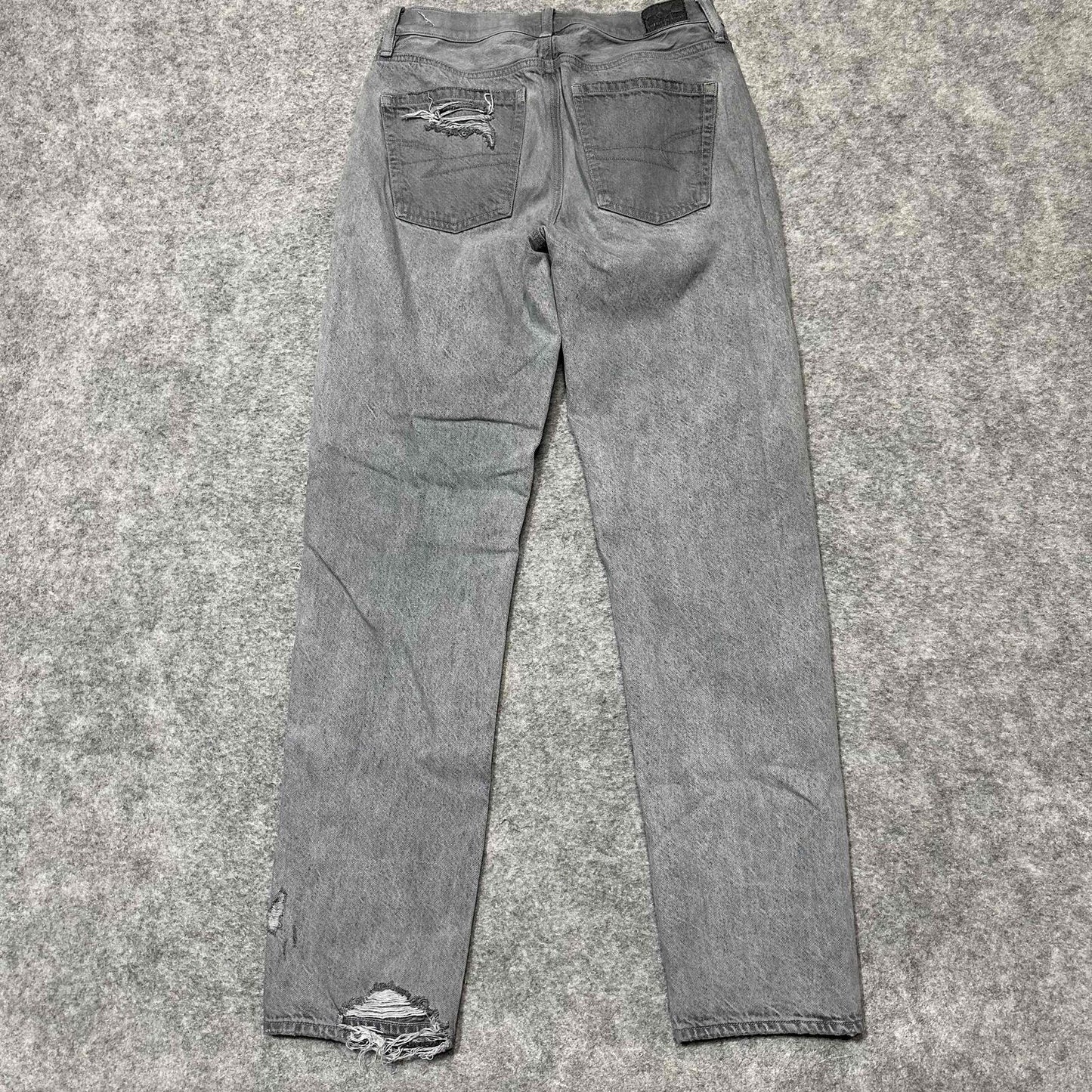 American Eagle 90s Women's Distressed Straight Jeans Size 0R Grey Denim