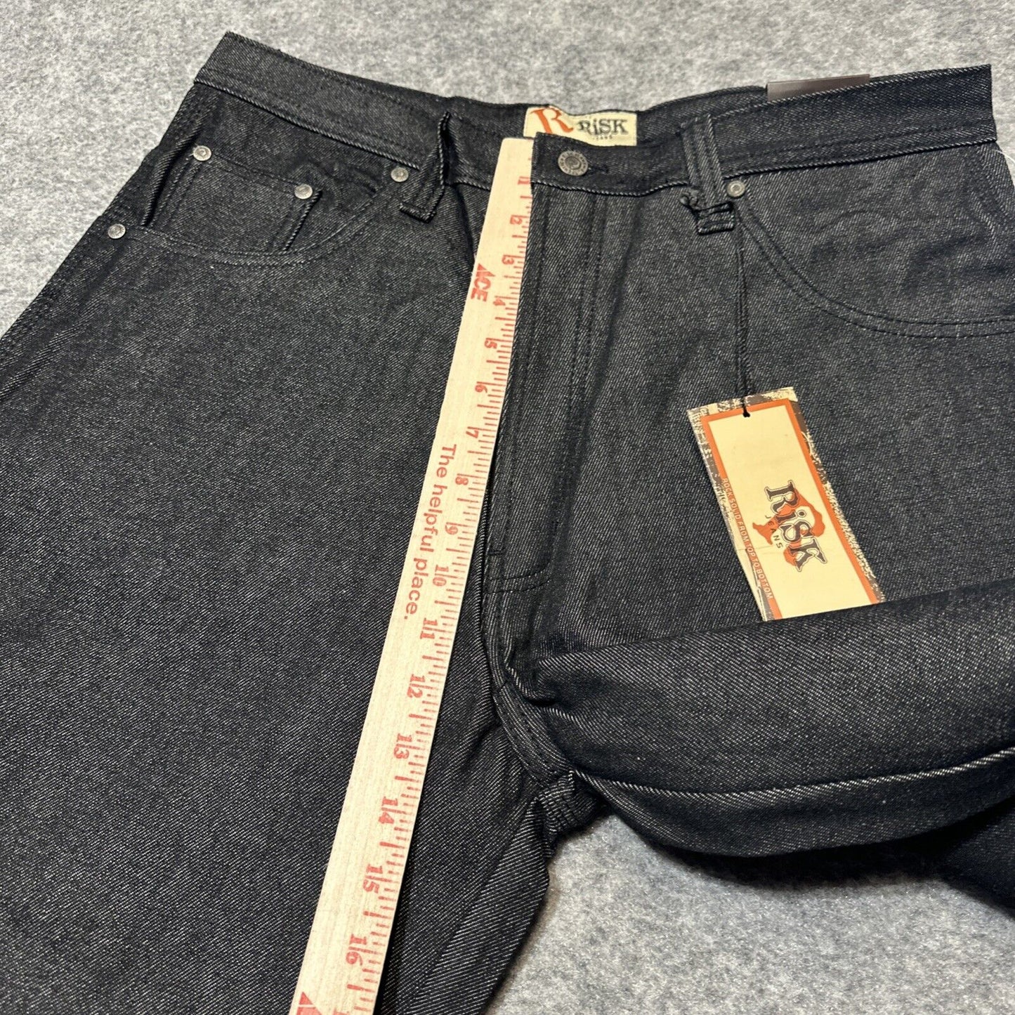 Vintage New RISK Relaxed Straight Jeans Men's Size 34 Black Stitch Denim Rare