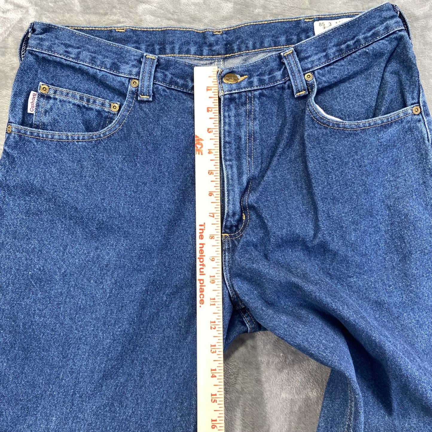 New Carhartt Relaxed Fit Straight Jeans Men's Sz 36x32 Blue Medium Wash MSRP $45