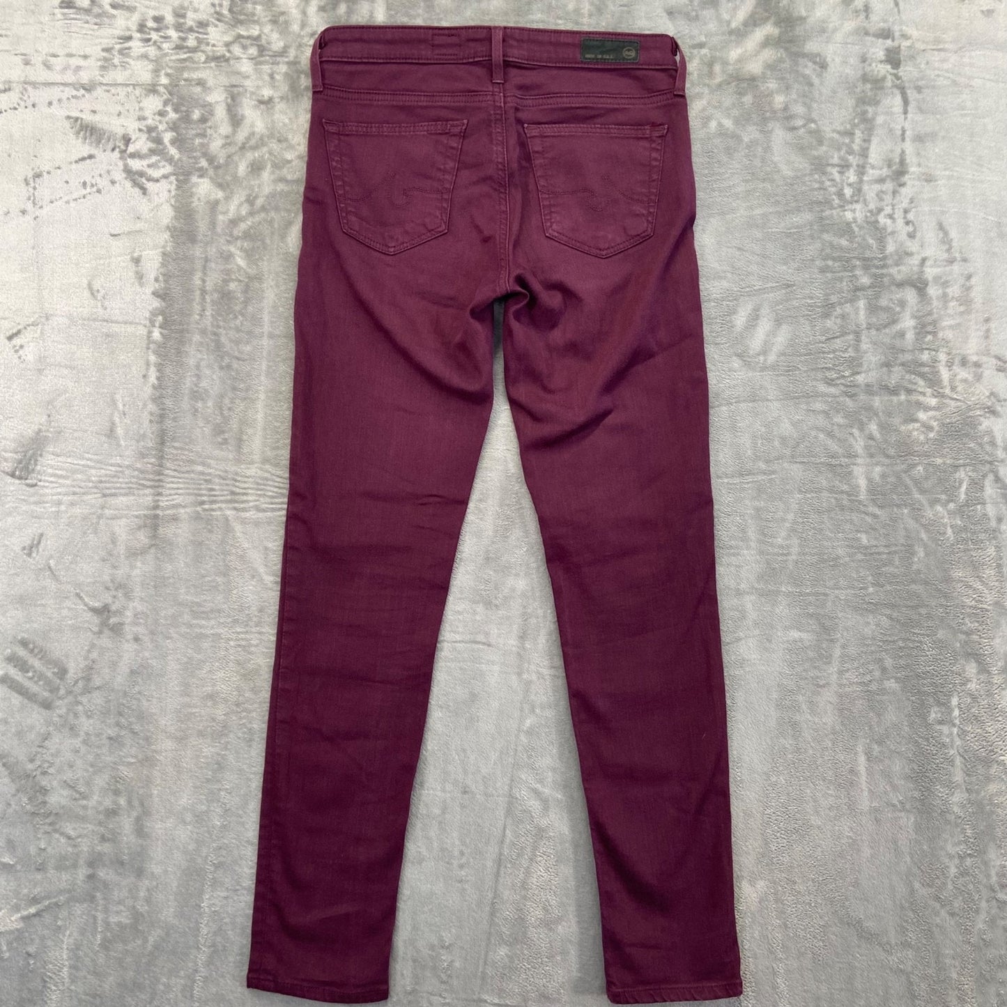 AG Adriano Goldschmied Women's Stevie Ankle Slim Straight Jeans 24R Maroon Red