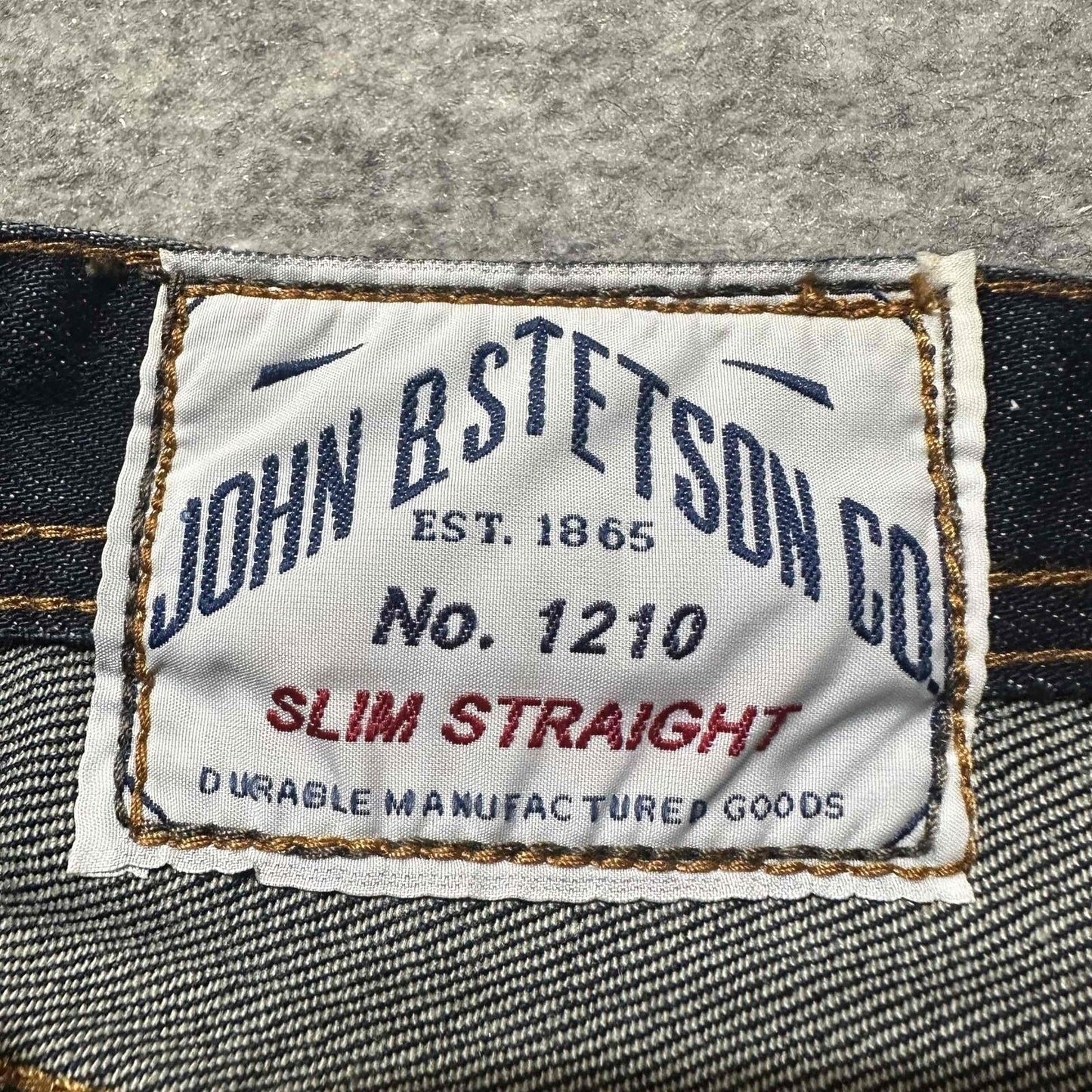 New John B. Stetson Co. Men's Slim Straight Jeans Size 28x32 Blue Dark Denim
