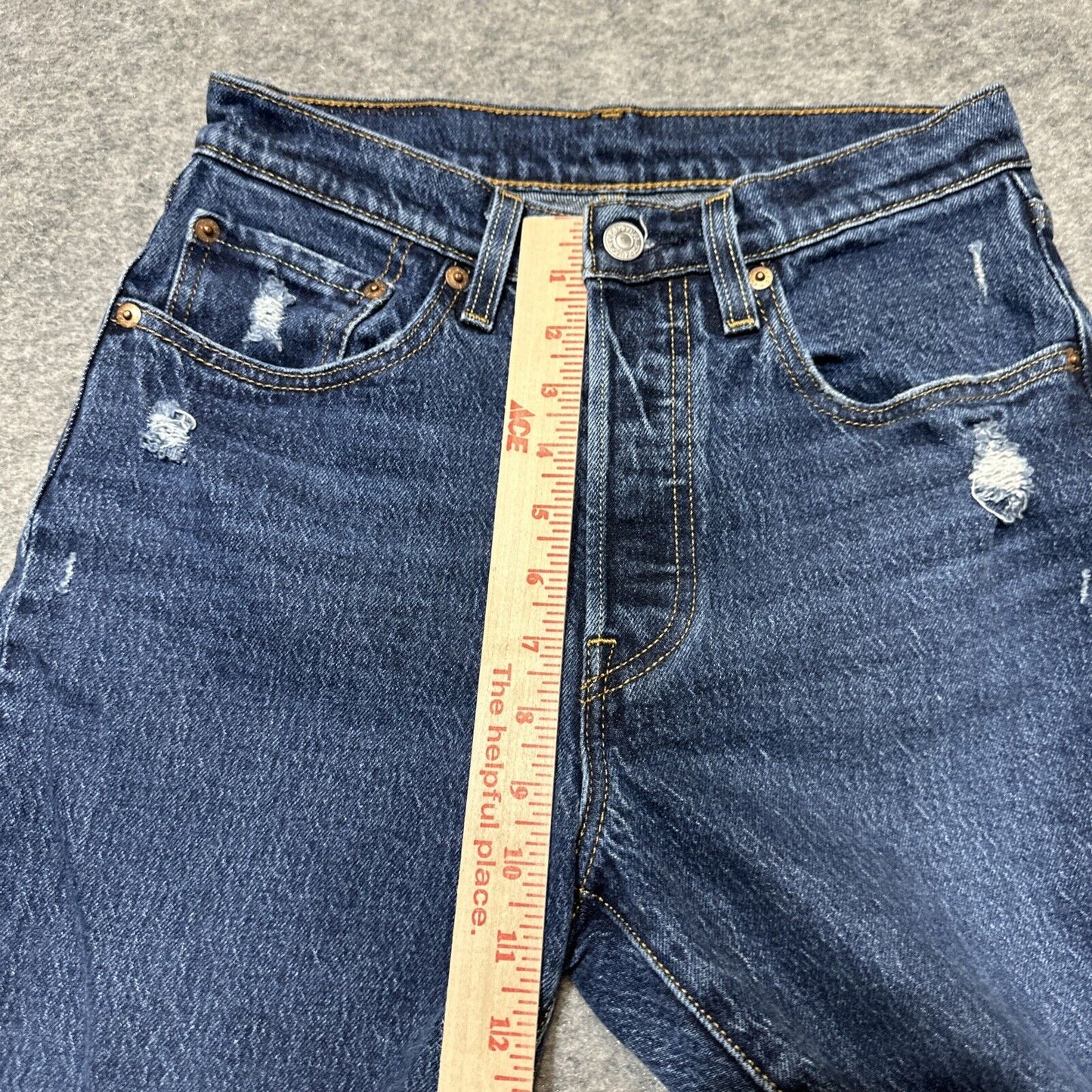 Levi's 501XX Original Fit Boys Distressed Straight Jeans Size 26x26 Blue Denim