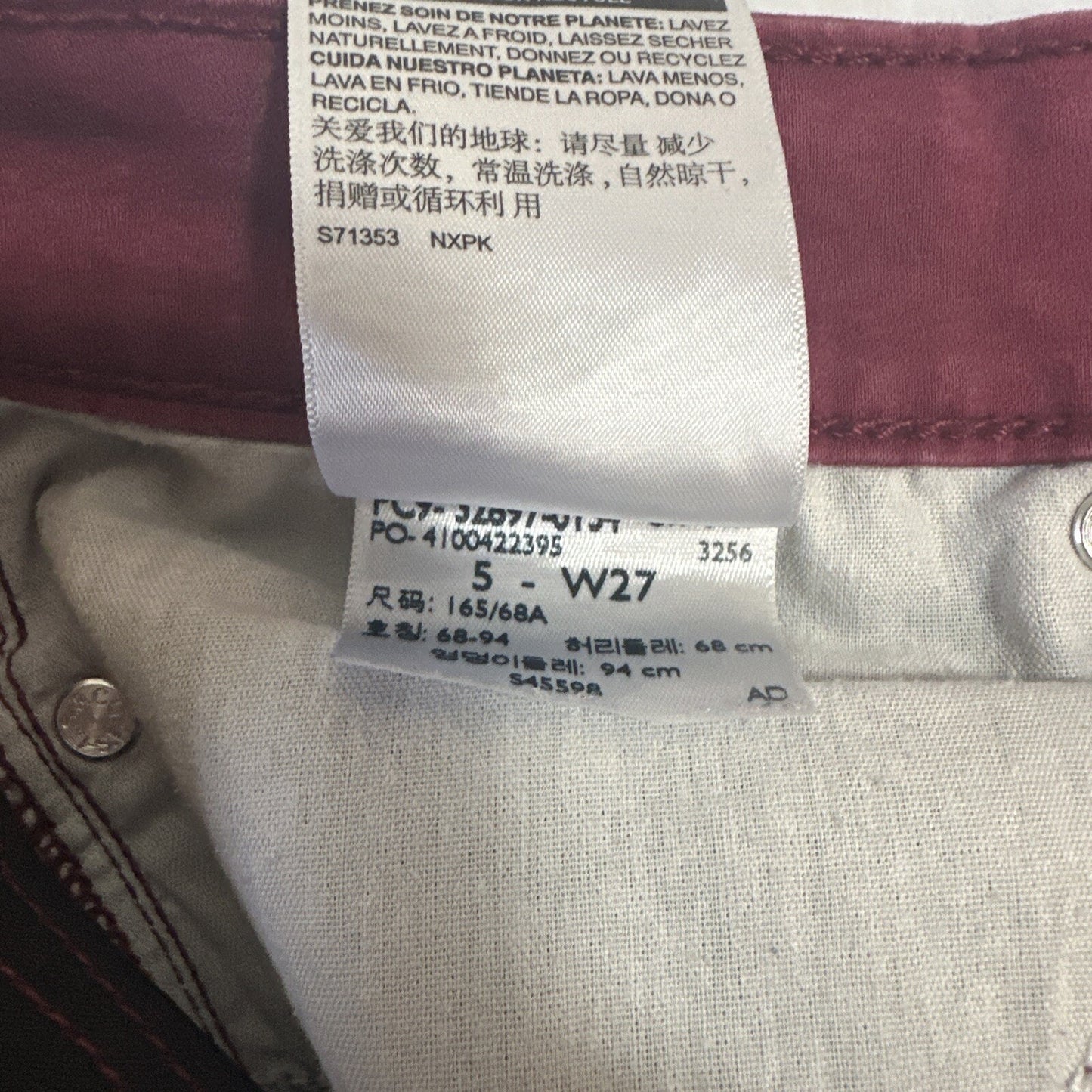 Denizen Levi's Jegging Womens Jeans Size 5 - 27W Burgundy Red Denim