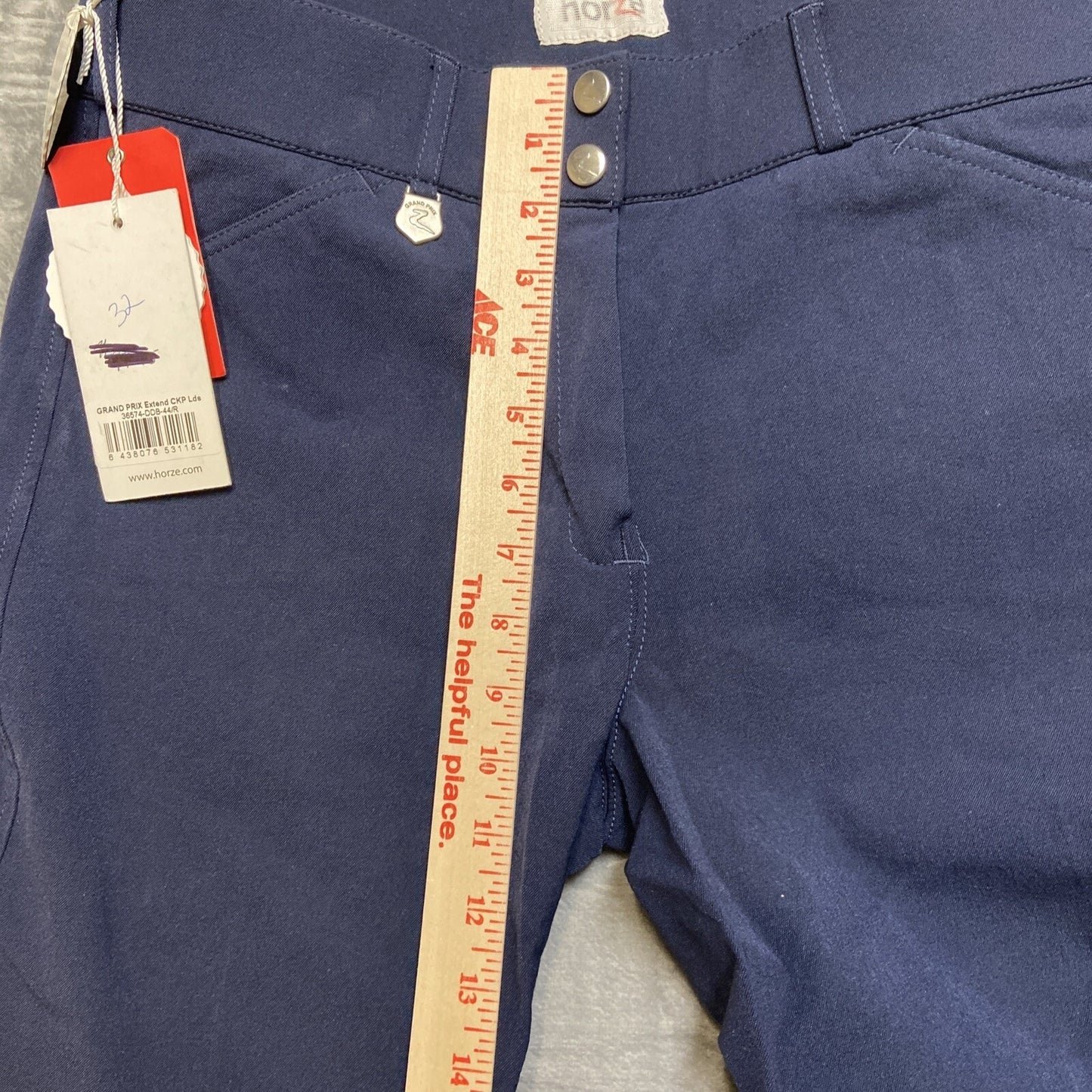 New HORZE Grand Prix Extended CKP Lds Riding Breeches Women's Sz XL/R - 32 Blue