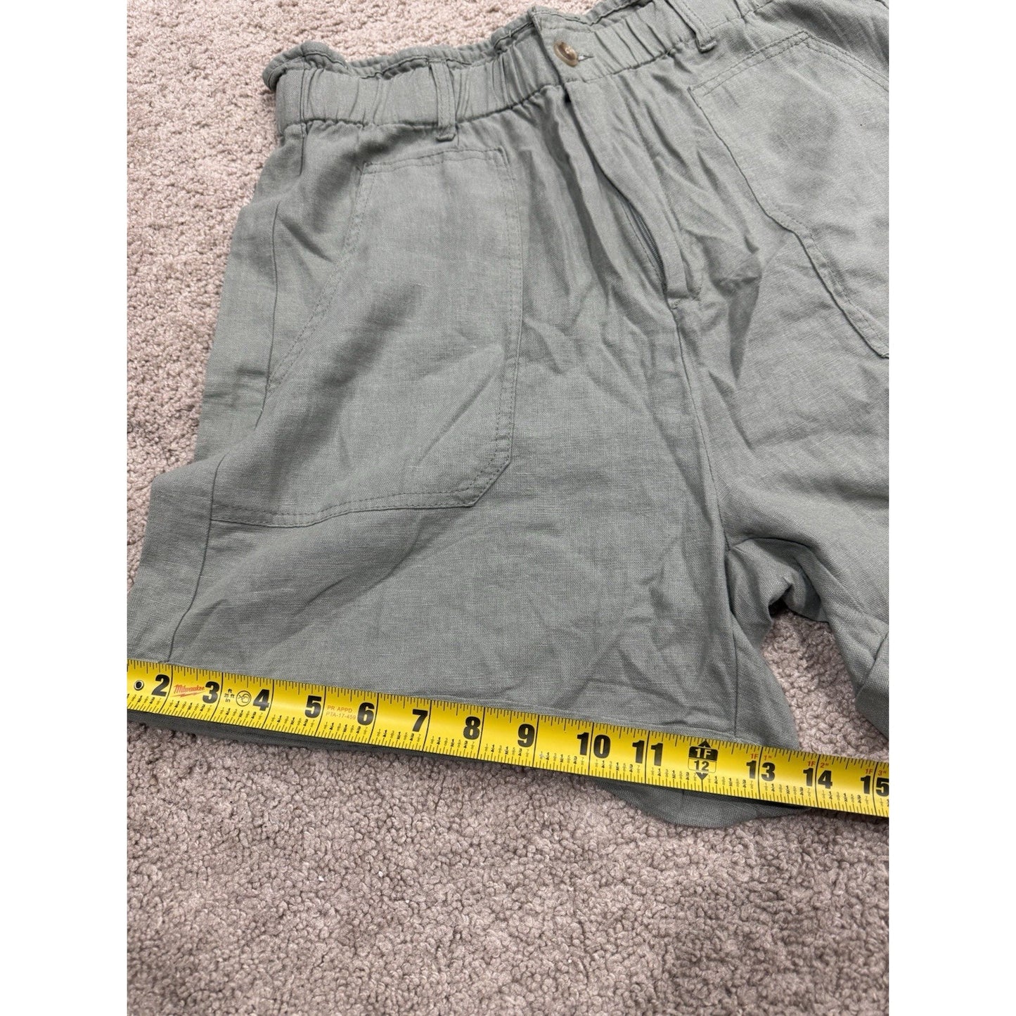 Risen Los Angeles Linen Blend Women's High Rise Black XL Shorts Olive Green
