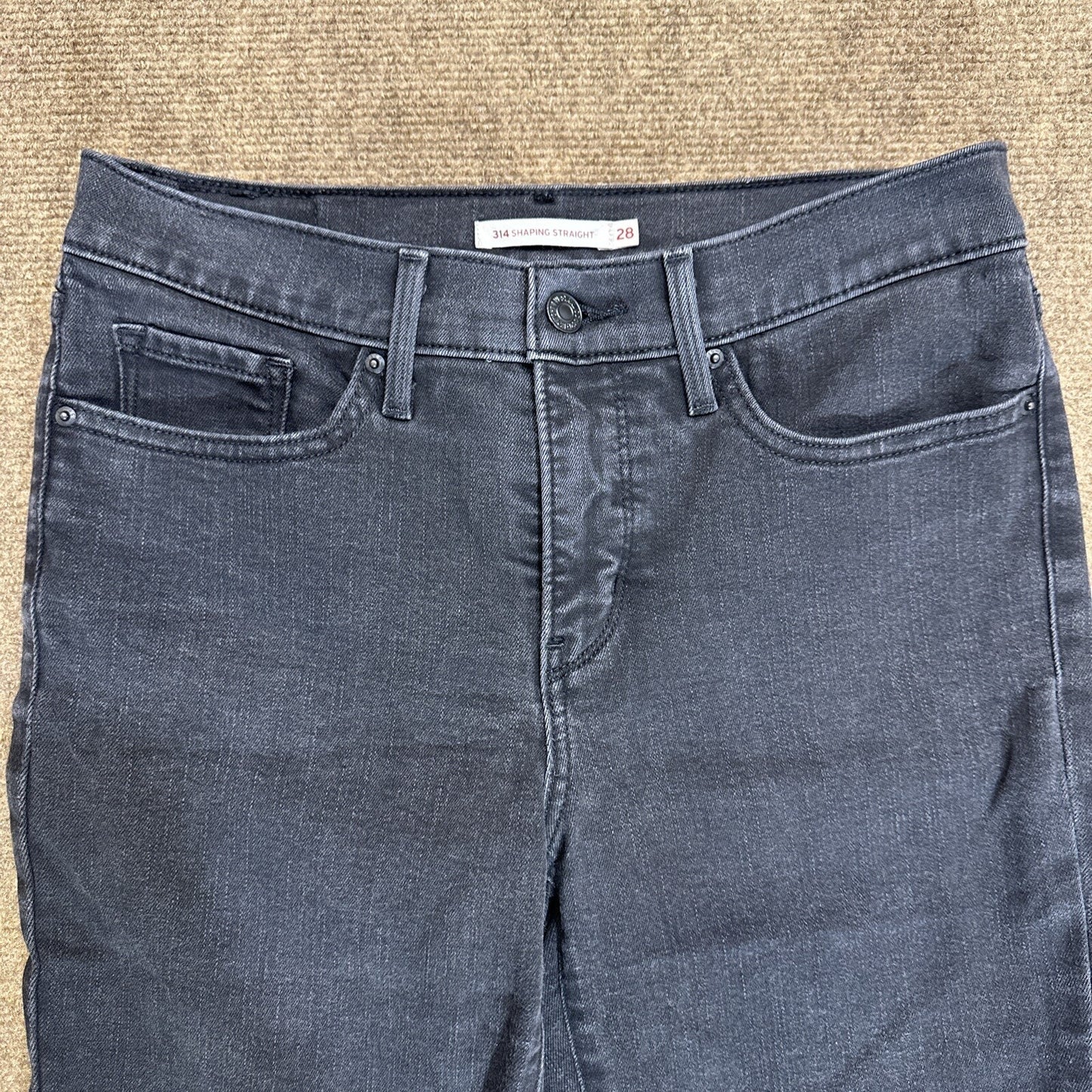 Levi's 314 Shaping Straight Women's Jeans Size 28 Black Dark Wash Denim 28x27