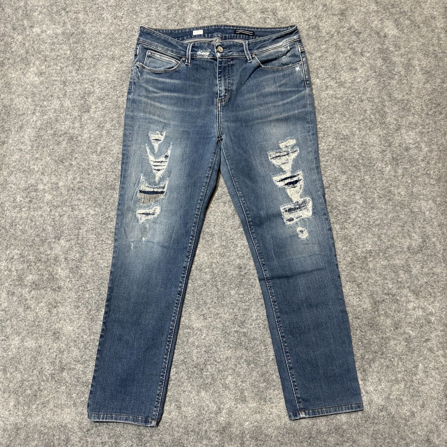Tommy Hilfiger Milan Women's Distressed Slim Jeans Size 31/30 Blue Denim