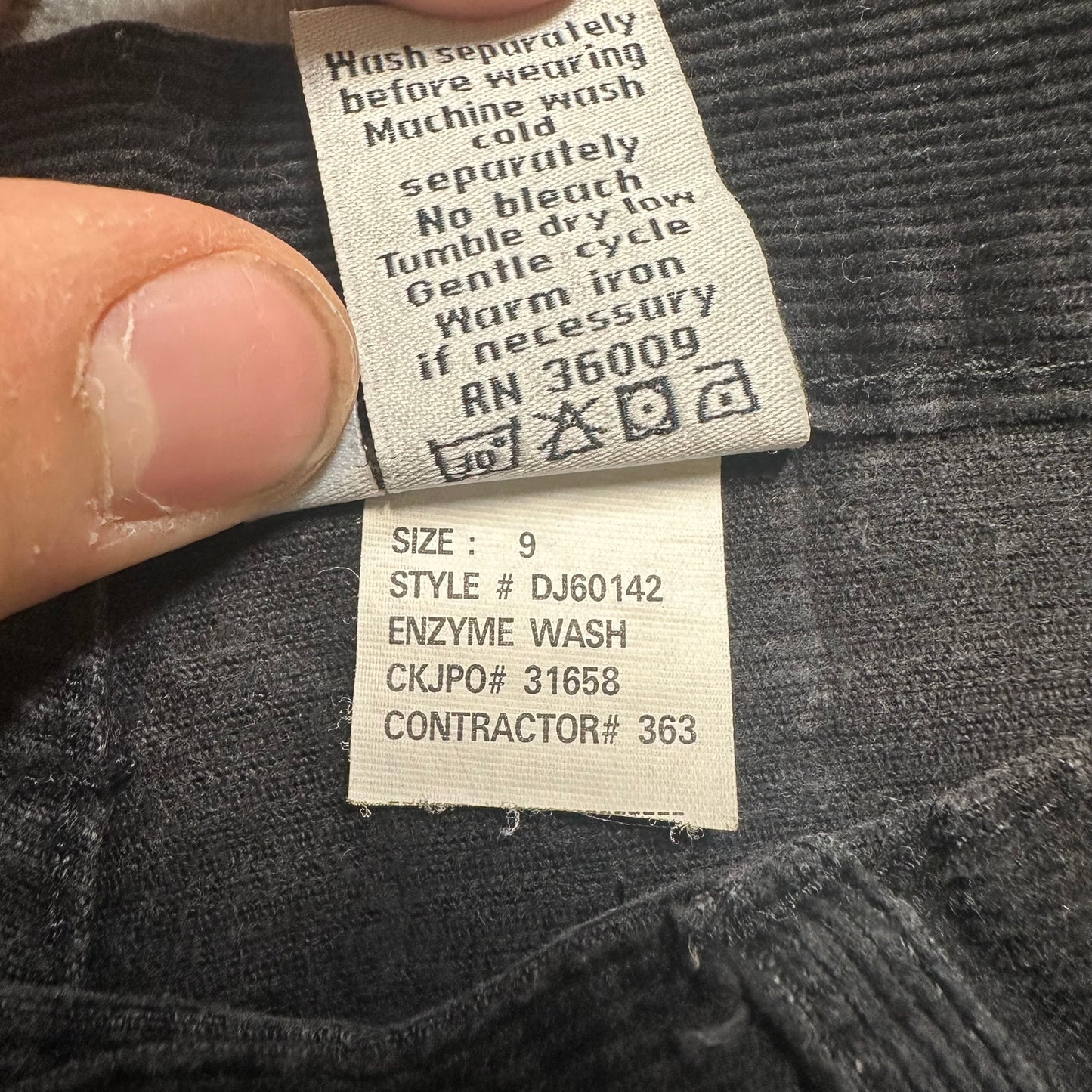 Calvin Klein Straight Leg Corduroy Pants Women's Size 9 Black