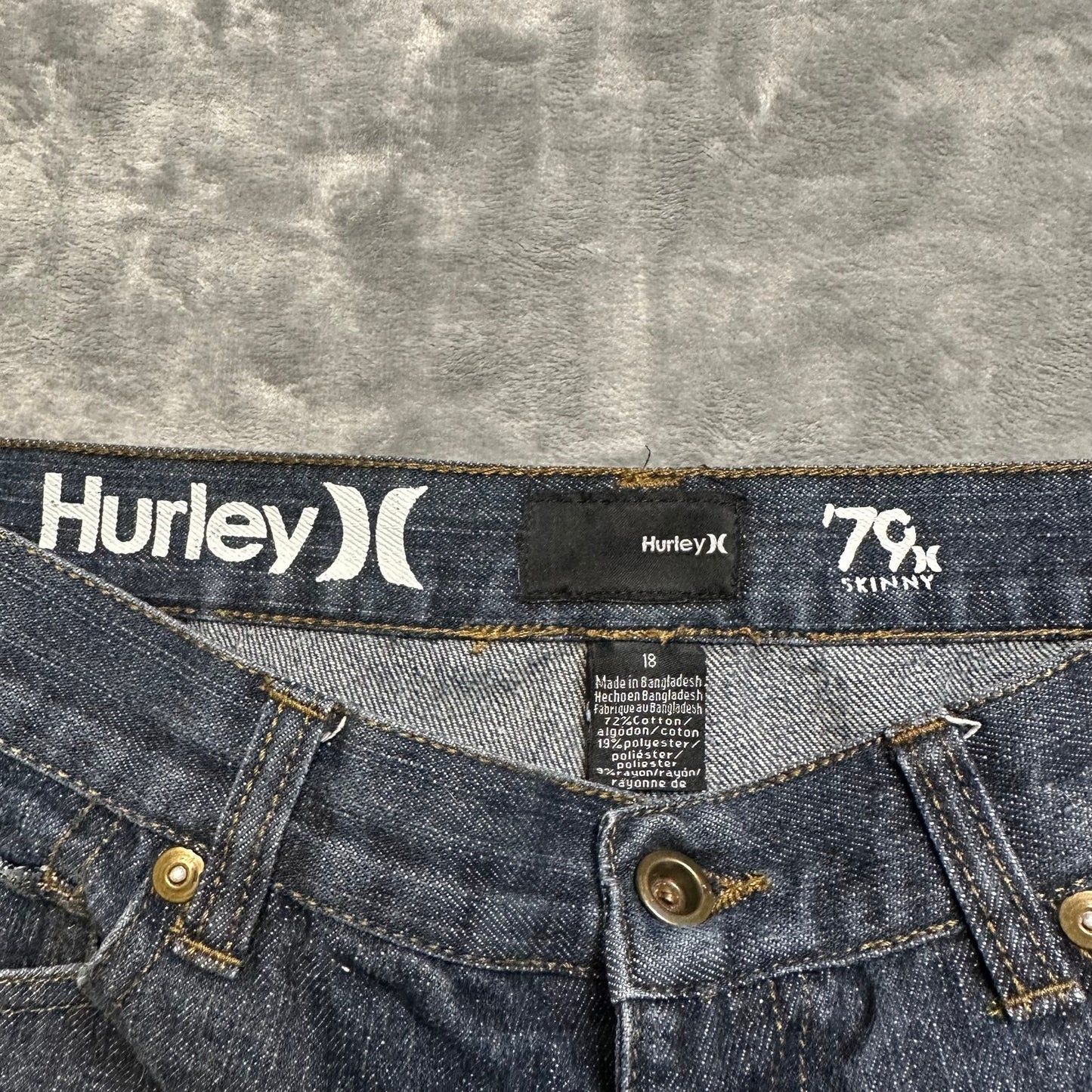 Hurley '79 Skinny Jeans Boys Size 18 Blue Denim