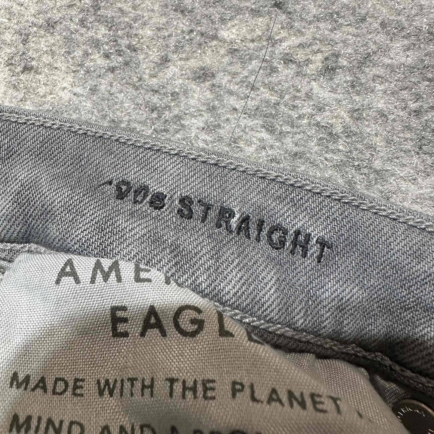 American Eagle 90s Women's Distressed Straight Jeans Size 0R Grey Denim