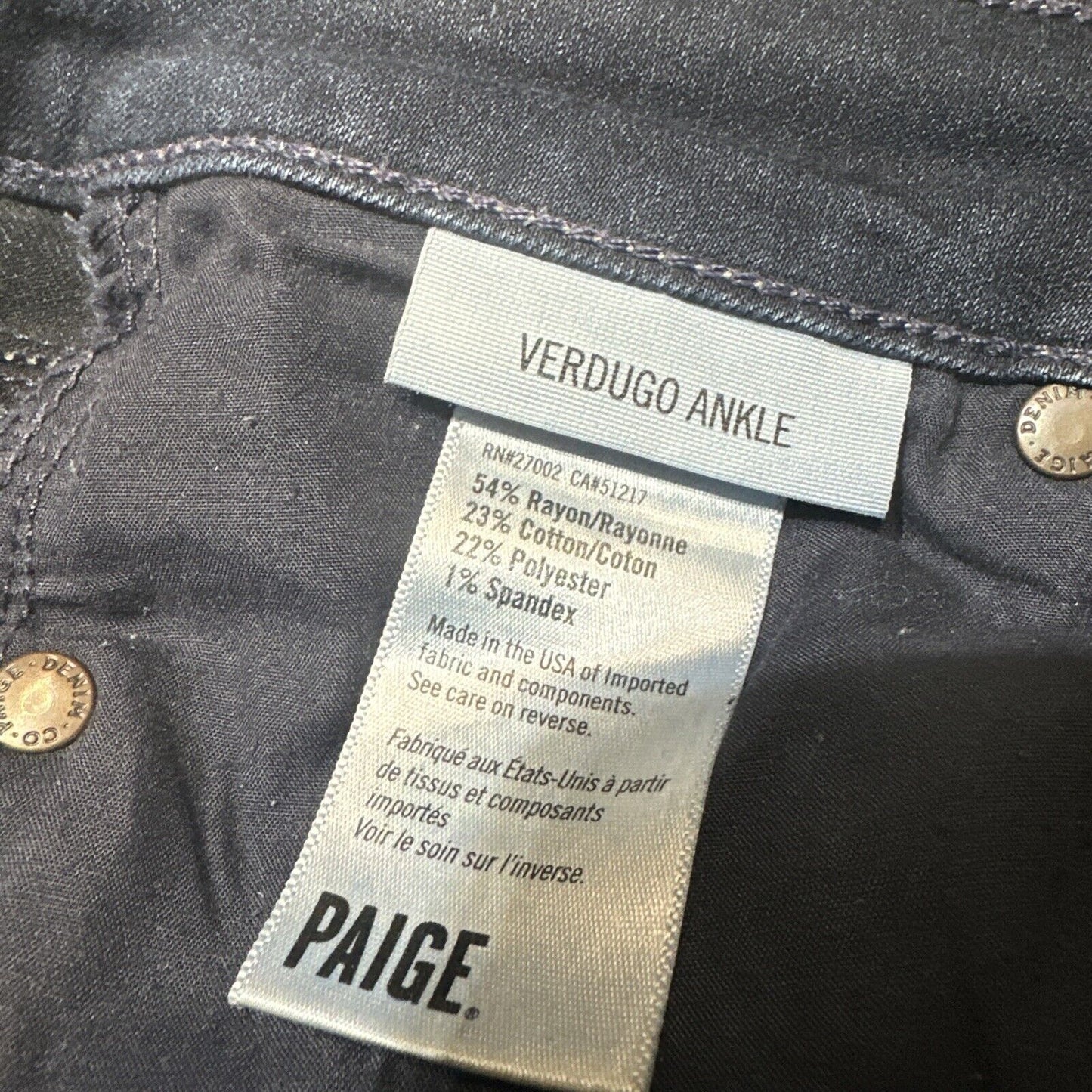 Paige Verdugo Ankle Skinny Jeans Women’s Size 26 Dark Blue Denim