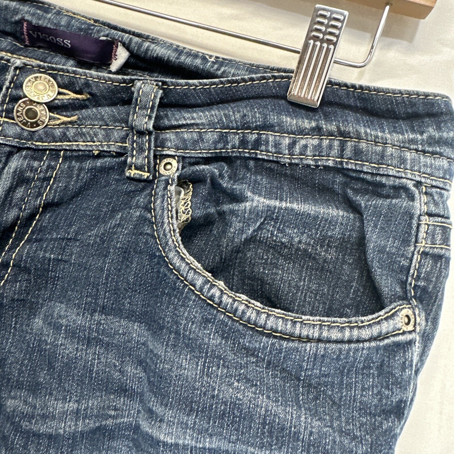 Vigoss Cuffed Capri Jeans Women’s Size 9 Blue Dark Wash Stretch Denim