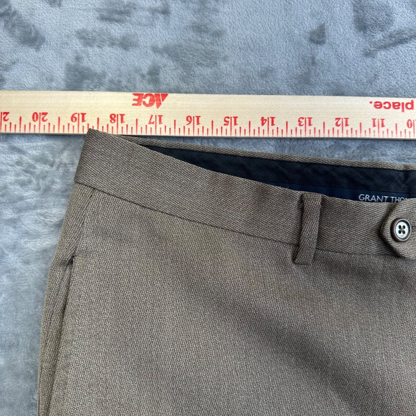 Grant Thomas Men's Dress Pants Straight 38x30 Brown Wool