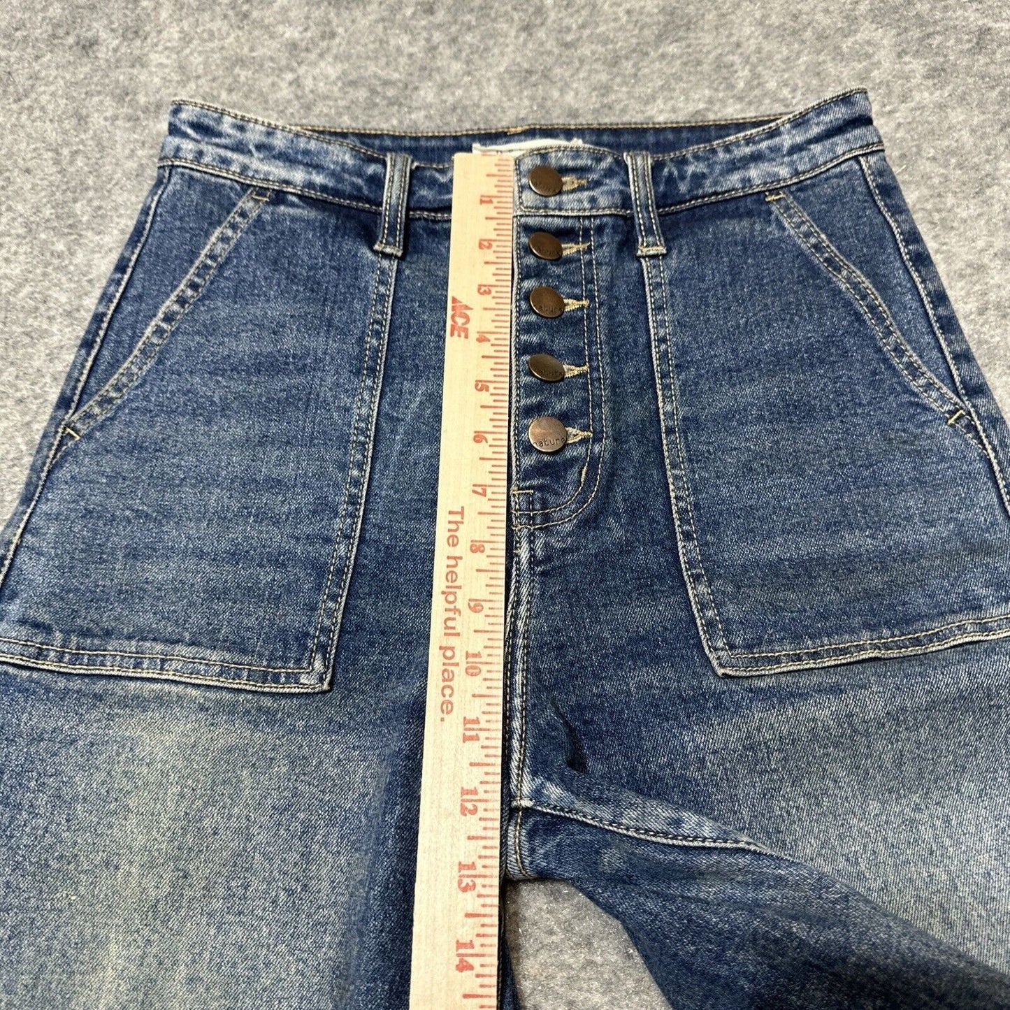 Nature Denim Women's Wide Leg Button Fly Jeans Size 26 Blue Medium Wash Denim