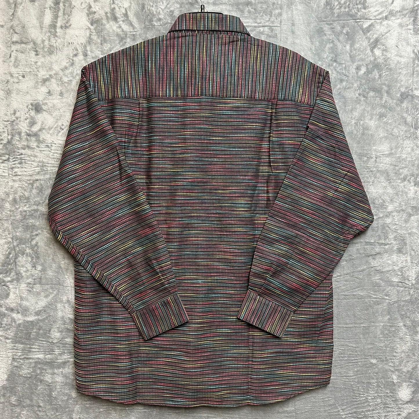 New Report Collection Striped Dress Shirt Men's Size XL Dark Multicolor