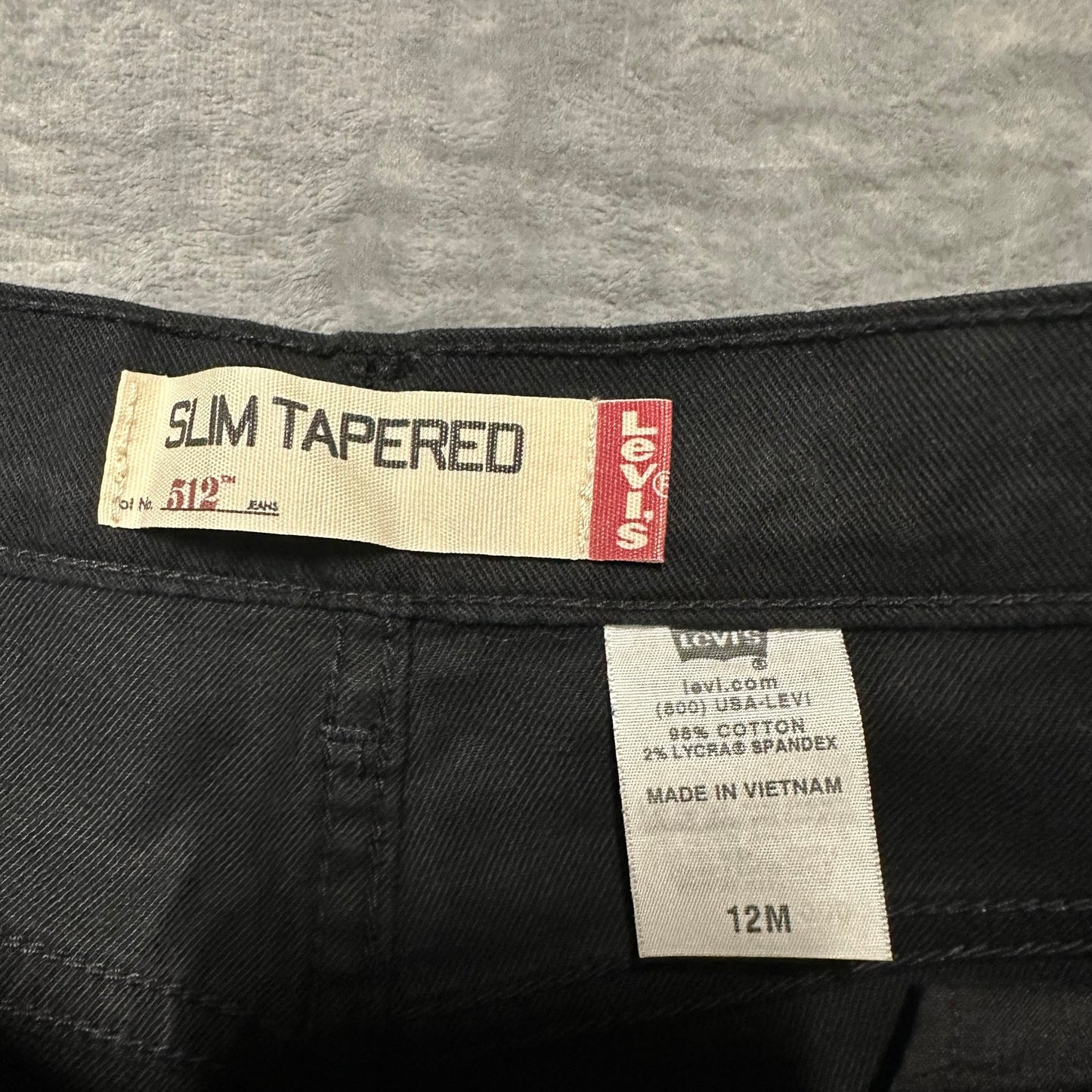 Vintage Levi's 512 Slim Tapered Jeans Women's Size 12M Black Denim