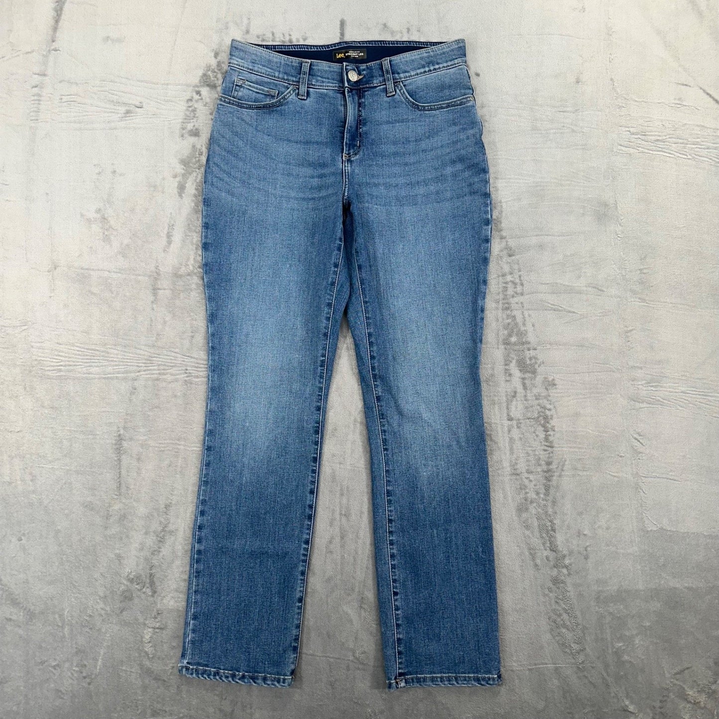 Lee Women's Flex Motion Straight Leg Jeans Size 12 Long Blue Denim