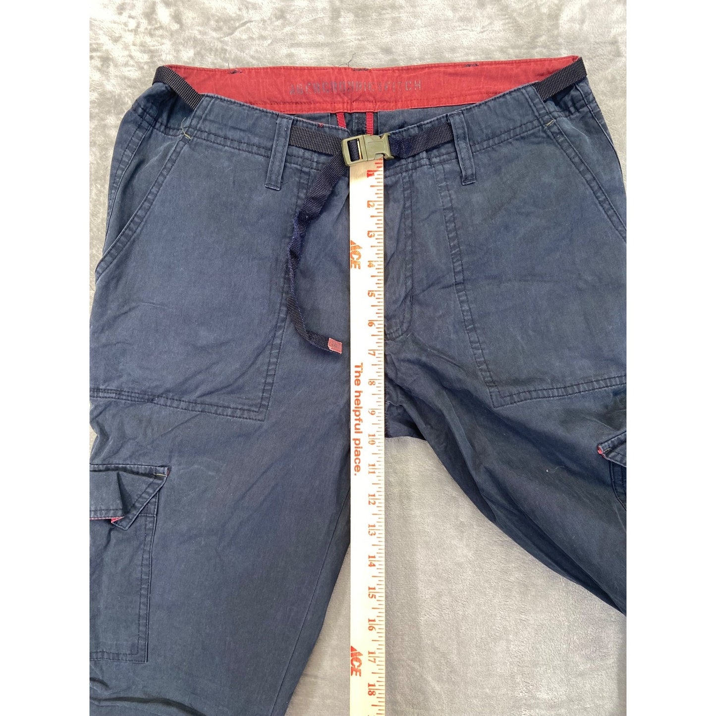 Vintage Abercrombie & Fitch Womens Baggy Flared Cargo Pants Size 4 Dark Blue Red