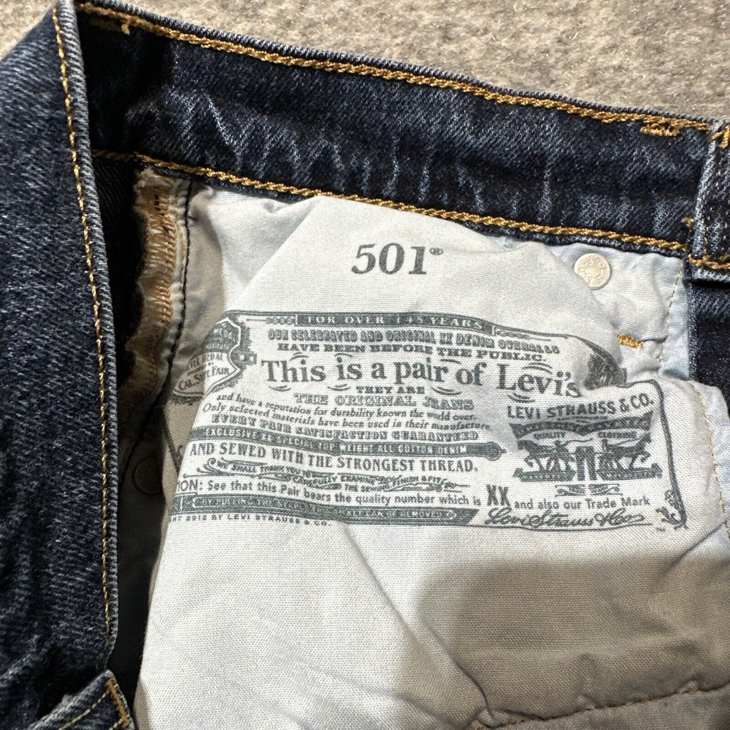 Levi's 501XX Original Fit Boys Distressed Straight Jeans Size 26x26 Blue Denim
