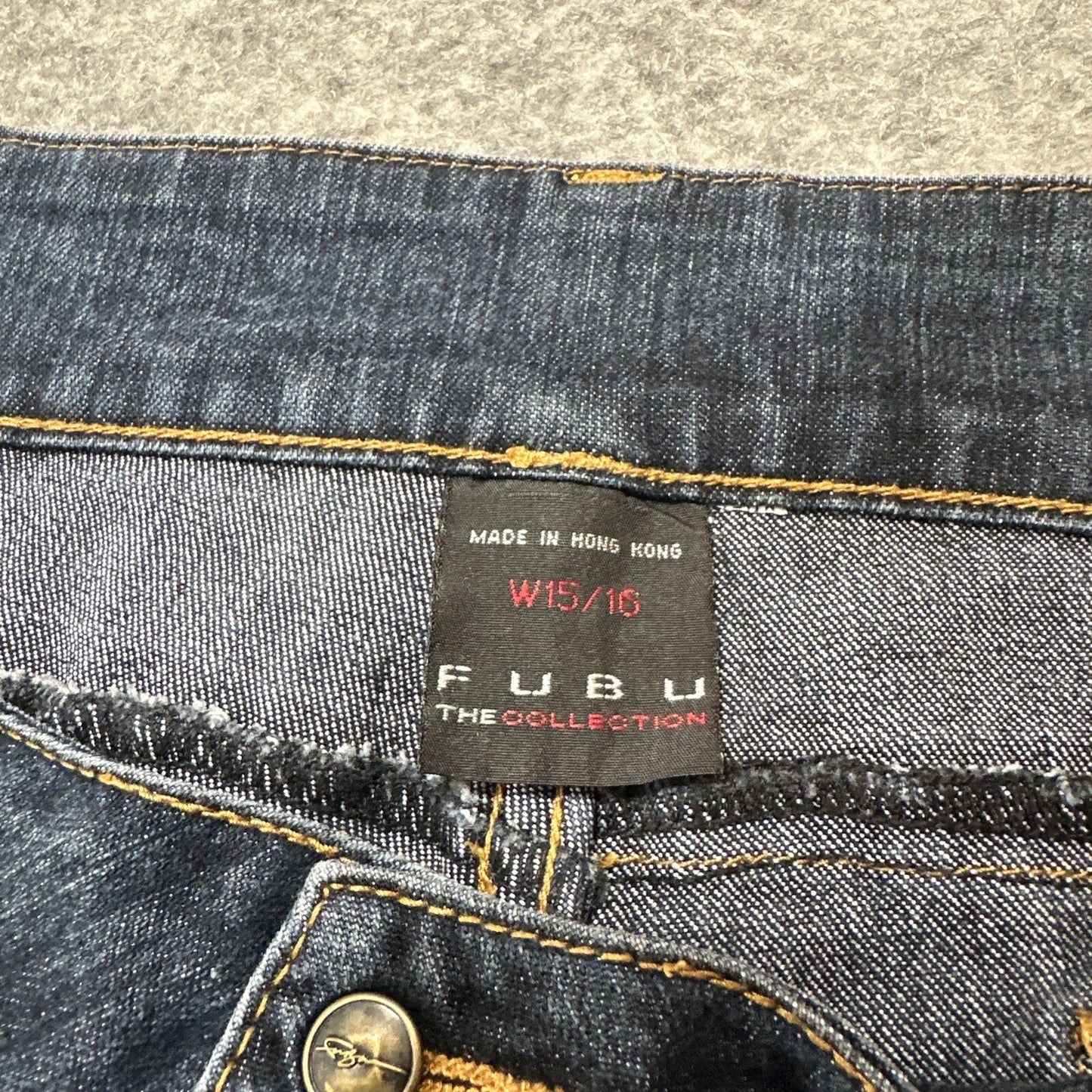 Fubu Women's Straight Leg Jeans Size 15/16 Blue Dark Denim