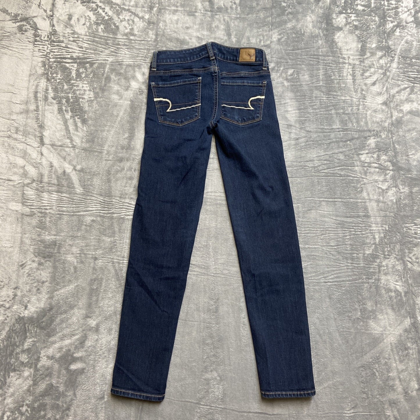 American Eagle Super Stretch Skinny Jean Women’s Size 00 Short Dark Blue Denim