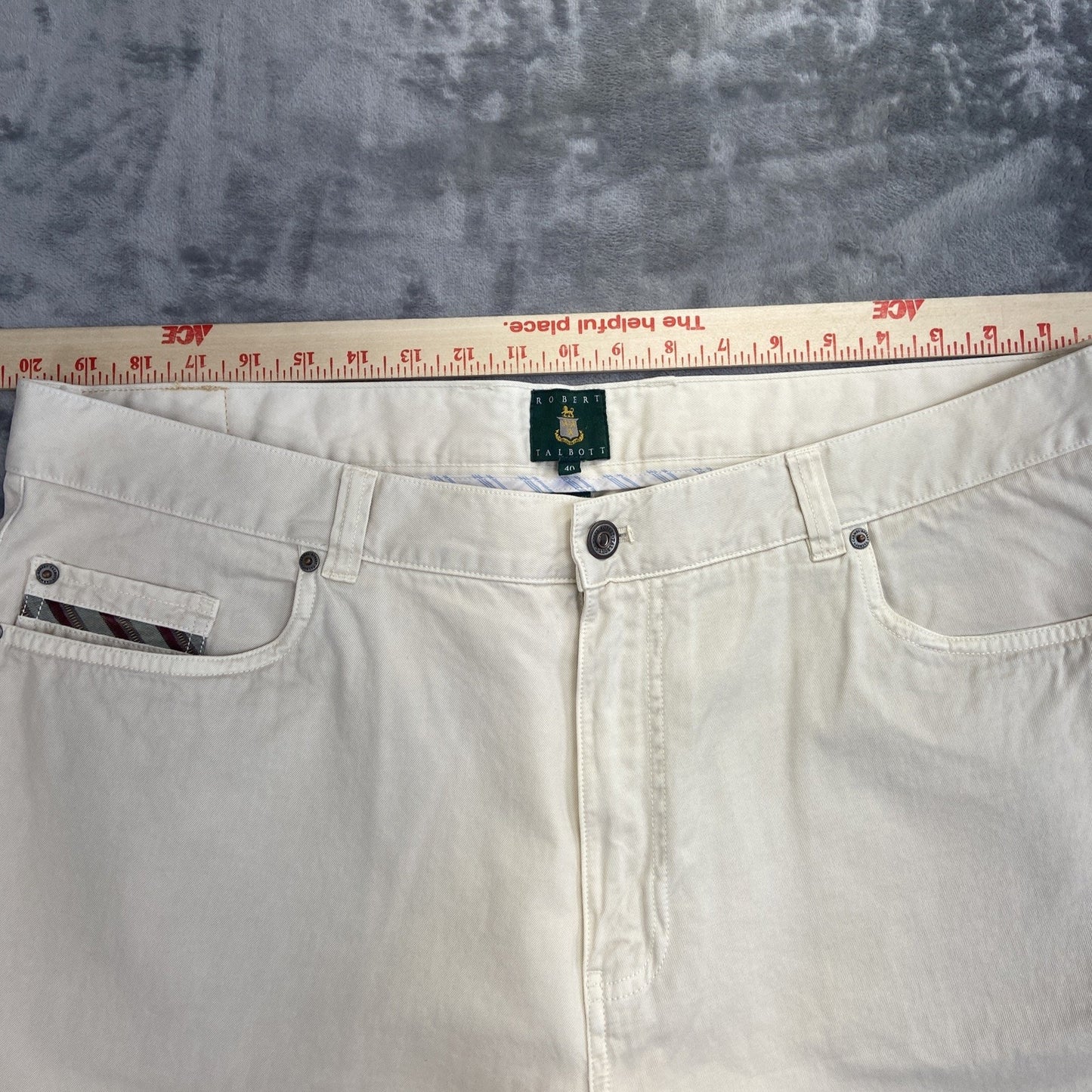 New Robert Talbott Straight Jeans Men's Size 40 Beige Denim Pants