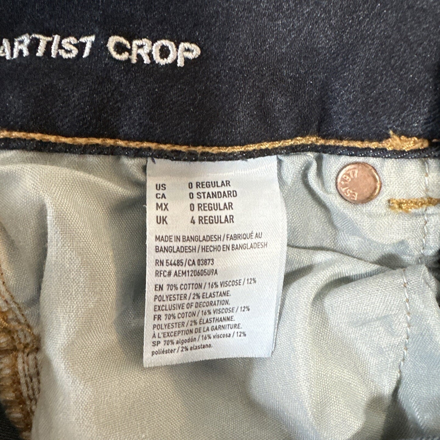 American Eagle Artist Crop Super Stretch Women's Jeans Size 0 R Blue Denim