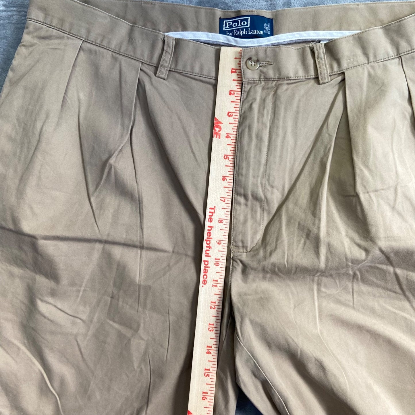 Polo Ralph Lauren Tyler Pleated Shorts Men's Size 40 Beige Longer 10" Blue Label