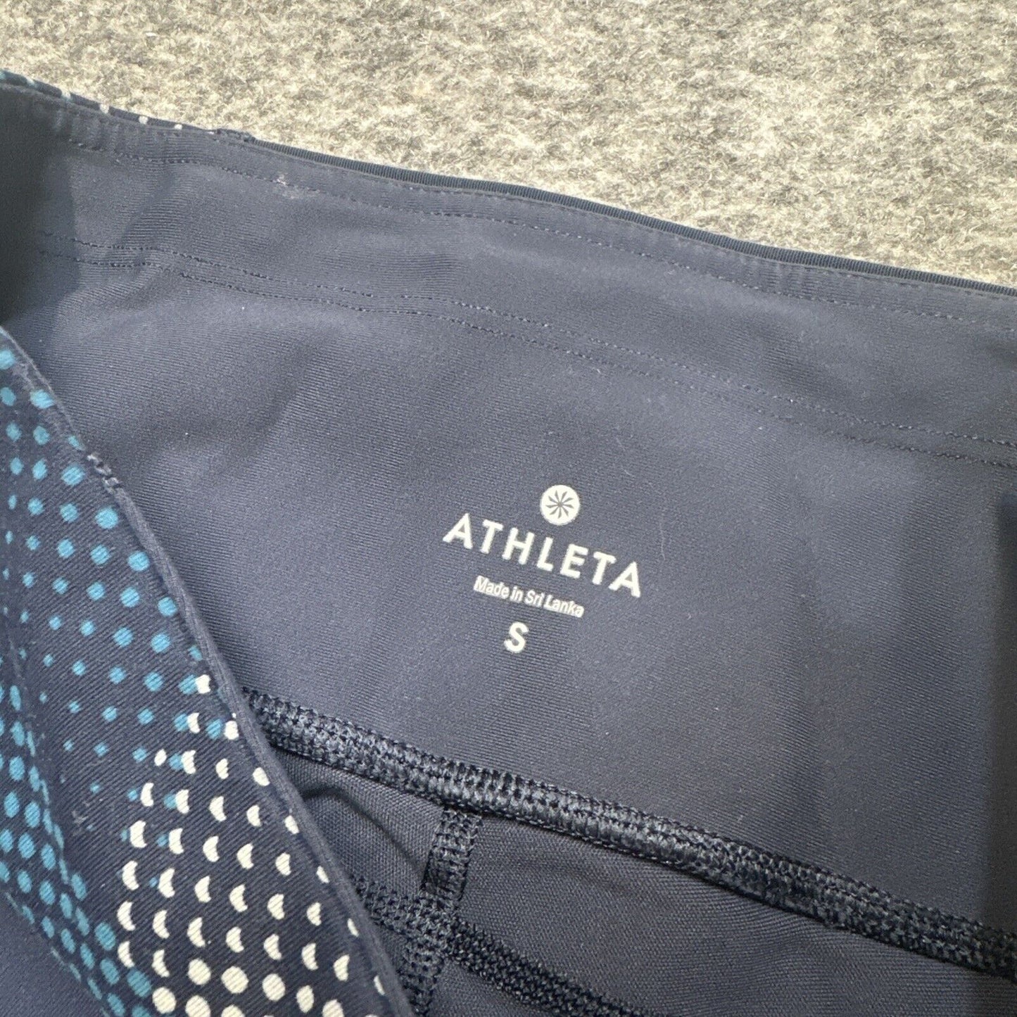 Athleta High Rise Leggings Yoga Pants Women's Size S Blue Spotted Pocket