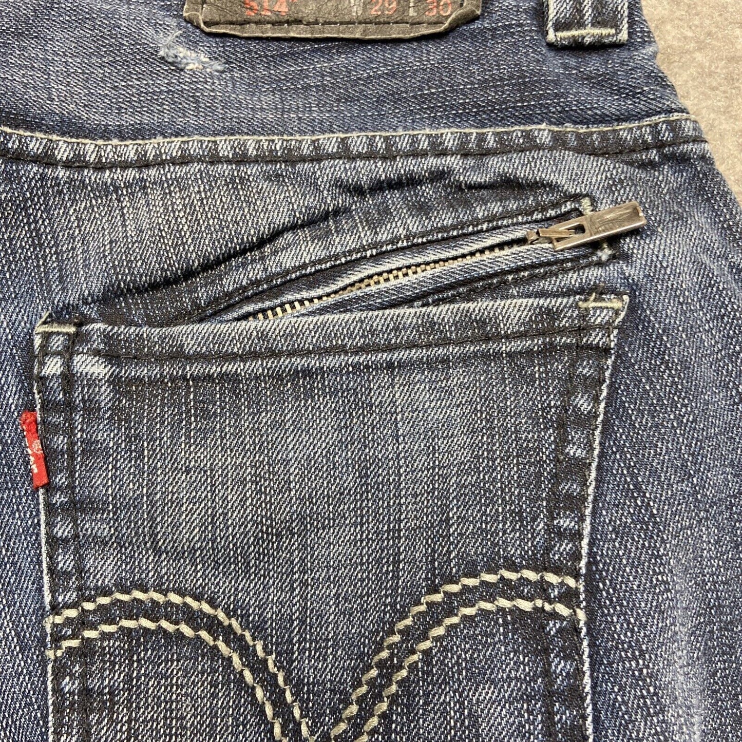 Levi's 514 Slim Straight Jeans Mens Size 29x30 Western Dark Wash Zip Pocket Rare
