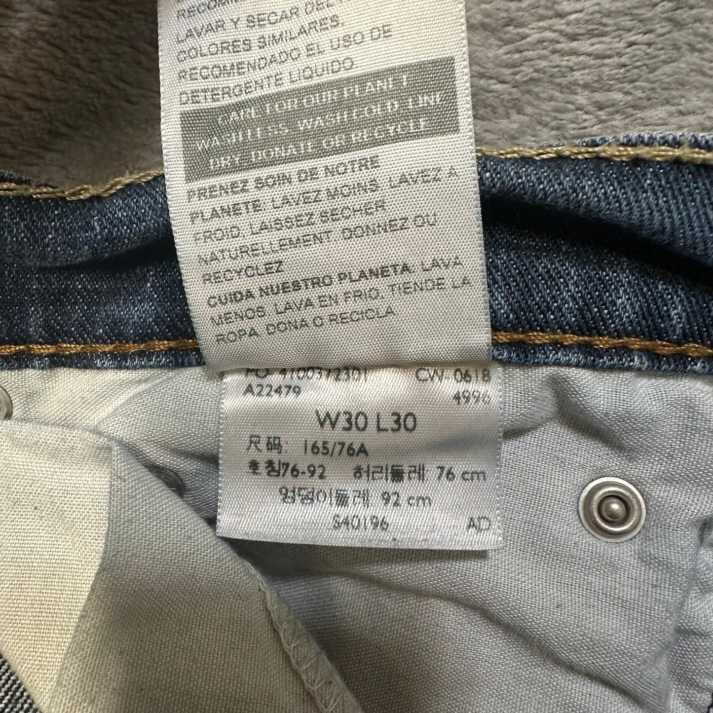 Lot of 3 Work Jeans Mens Size 30x30 Levi’s American Eagle Wrangler Blue Denim
