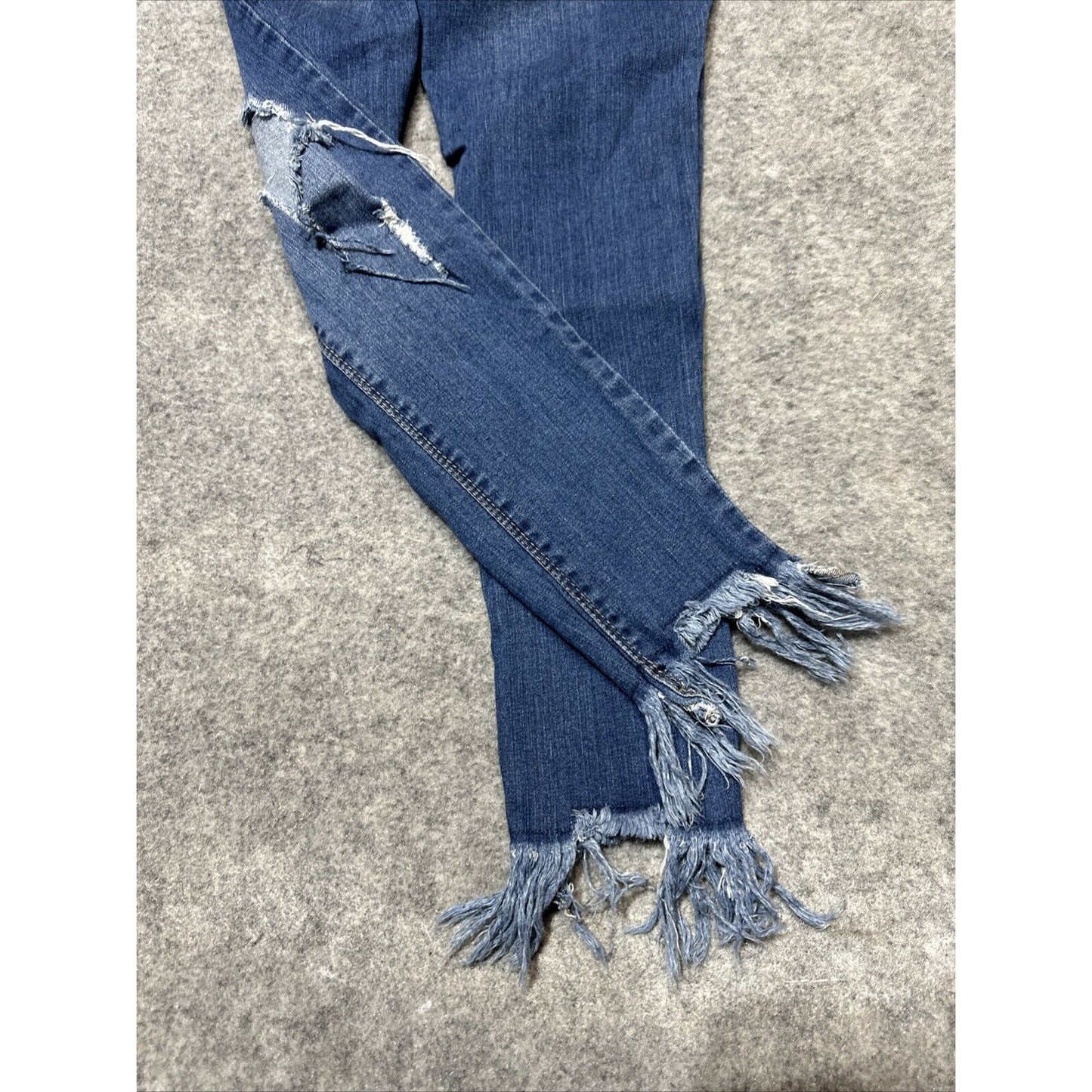 WAX JEAN Butt I Love You Women's Distressed Ankle Jeans Size S Small Blue Dark