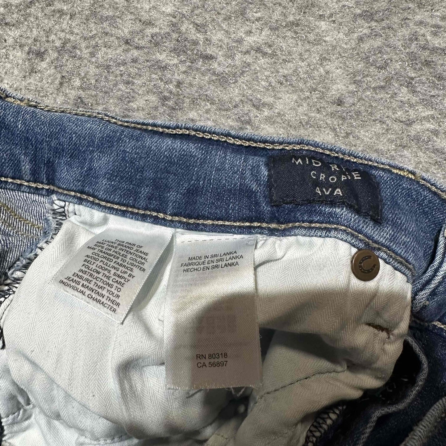 Lucky Brand Women's Ava Mid Rise Crop Skinny Jeans Size 6/28 Blue Medium Wash