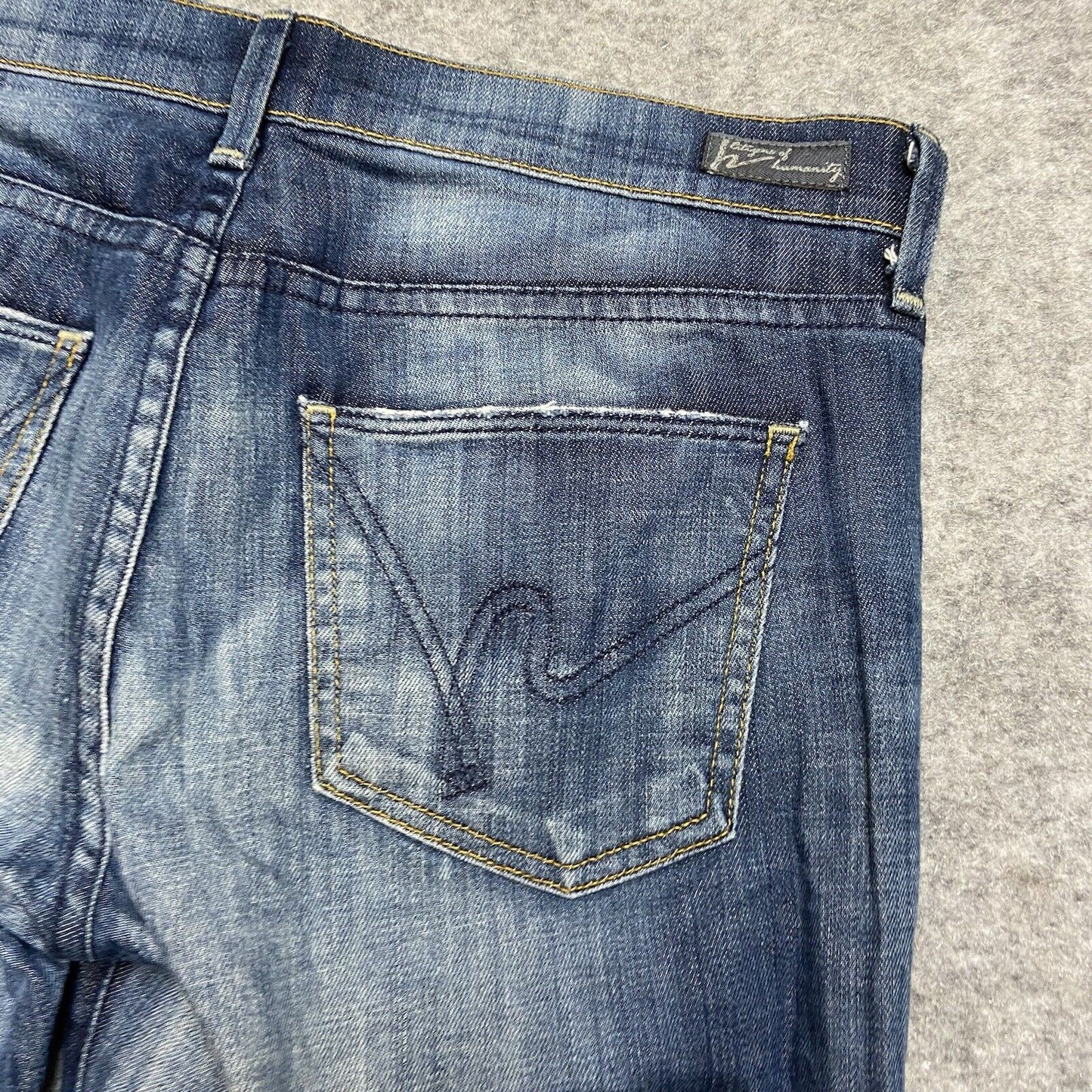 Citizens of Humanity Distressed Bootcut Jeans Women's Size 28 Dark Blue Faded