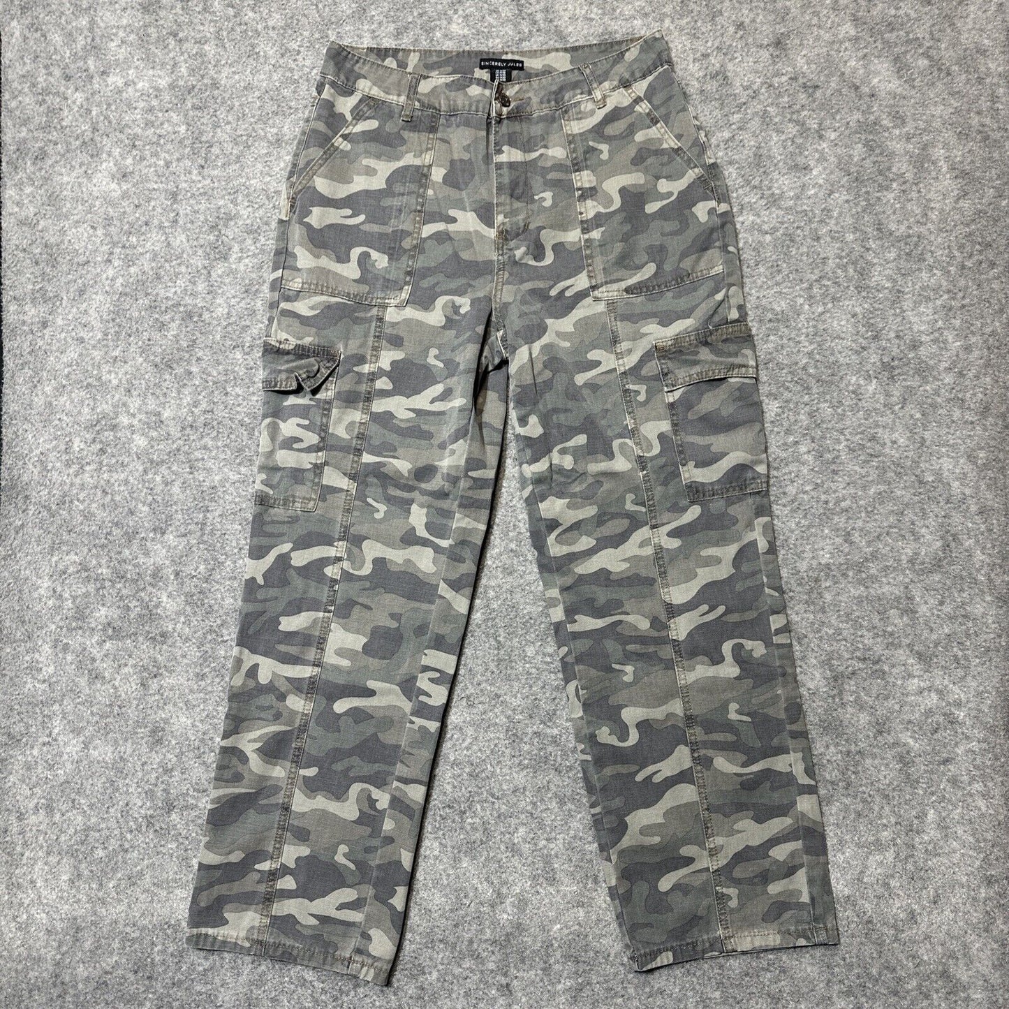 Sincerely Jules Cargo Bootcut Jeans Women's Size 11/30 Camouflage Green Denim