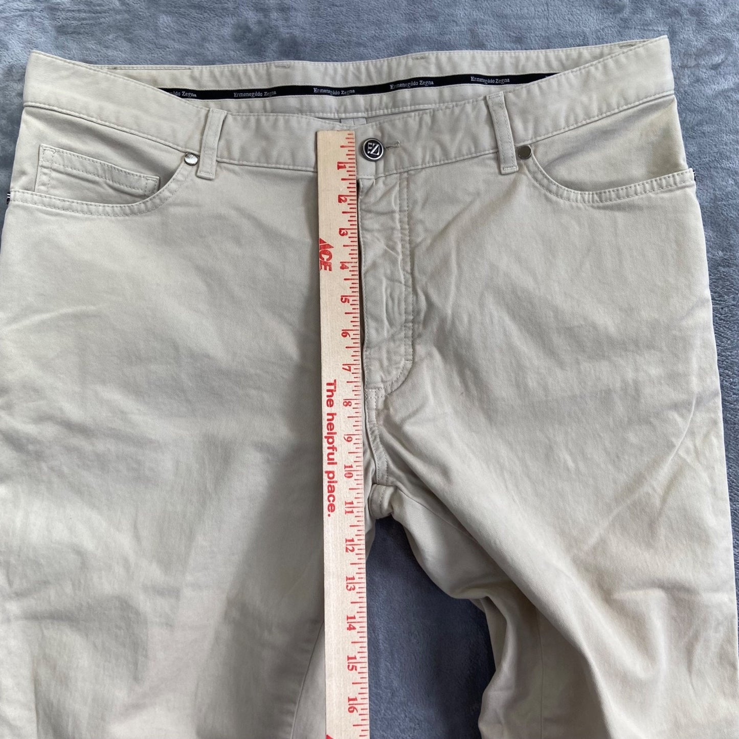 Ermenegildo Zegna Straight Chino Pants Men's 38 Beige Cotton Blend
