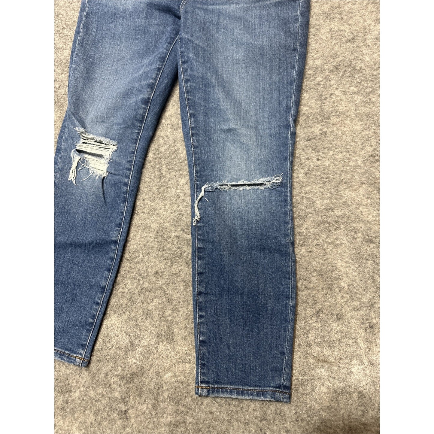 Madewell Distressed Curvy High Rise Skinny Crop Jeans Women's Size 25 P Blue