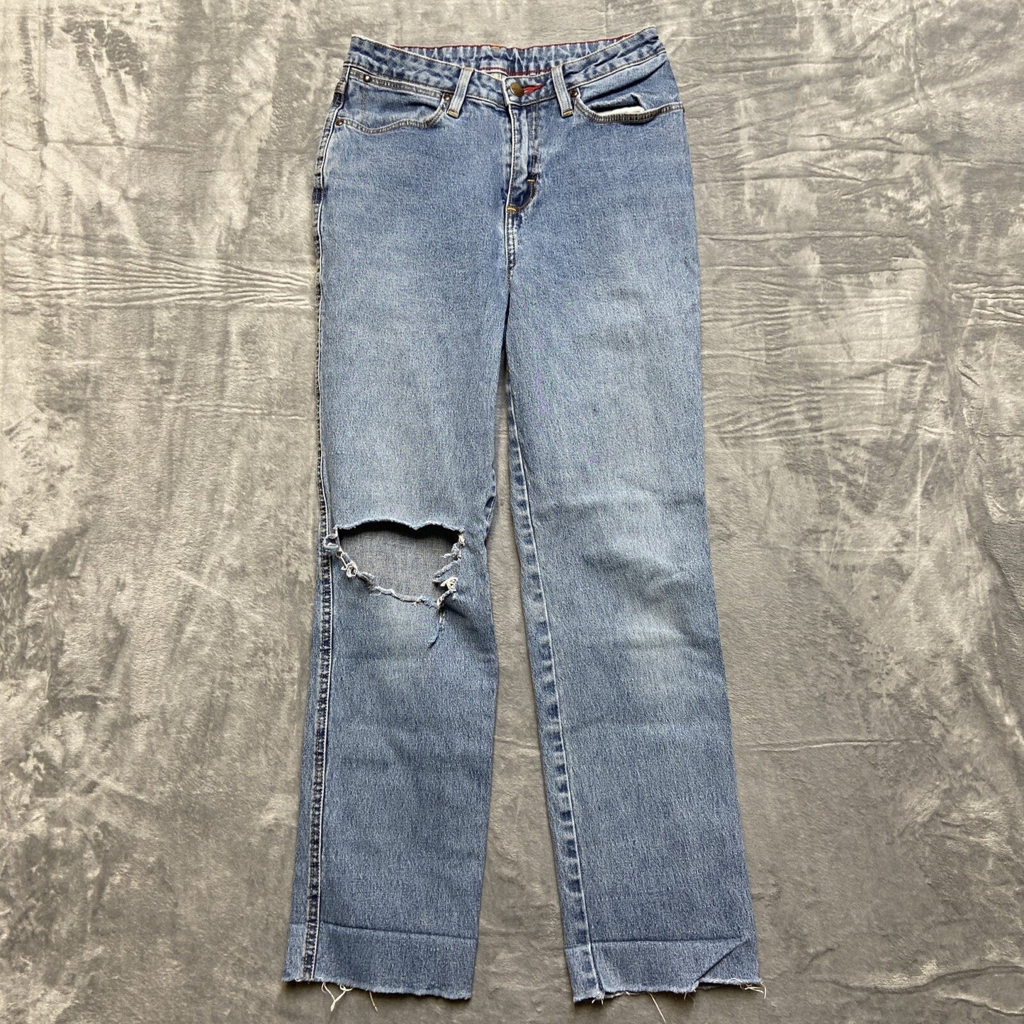 Vintage Wrangler Distressed Bootcut Jeans Boys Size 24x28 Blue Denim